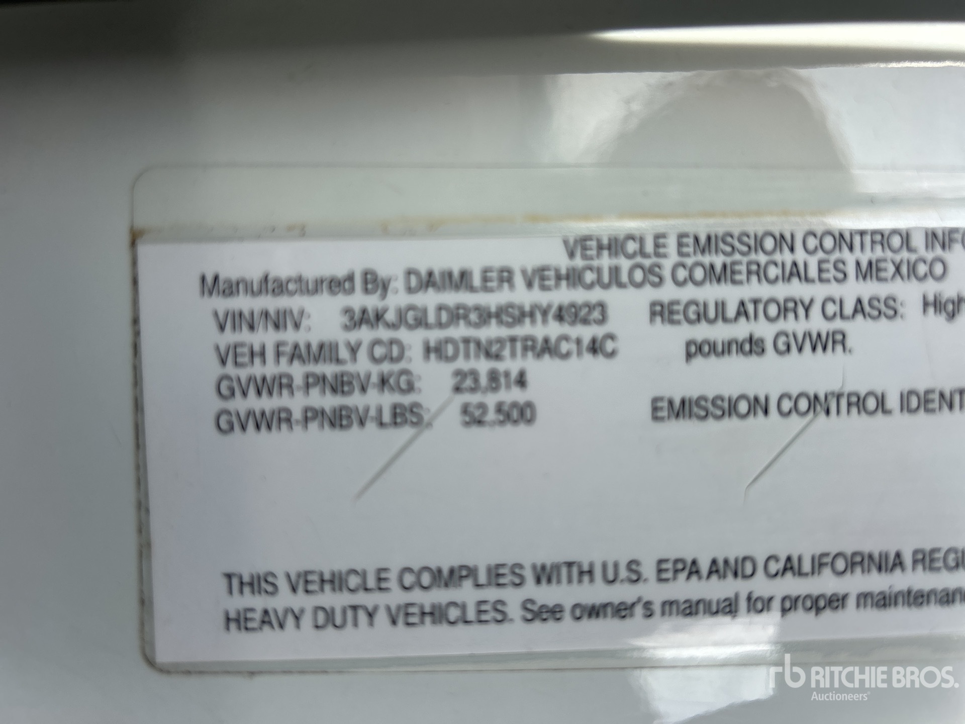 General Appearance with Serial Number / VIN