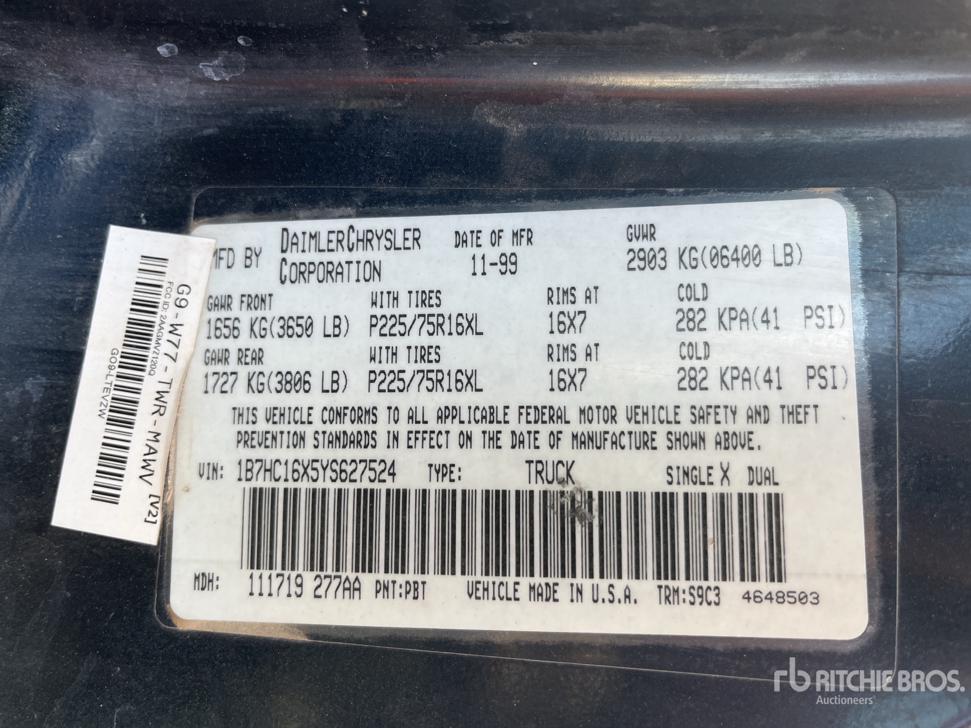 General Appearance with Serial Number / VIN