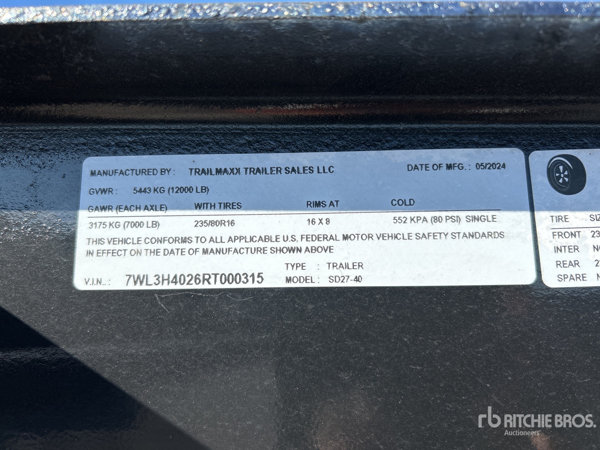 General Appearance with Serial Number / VIN