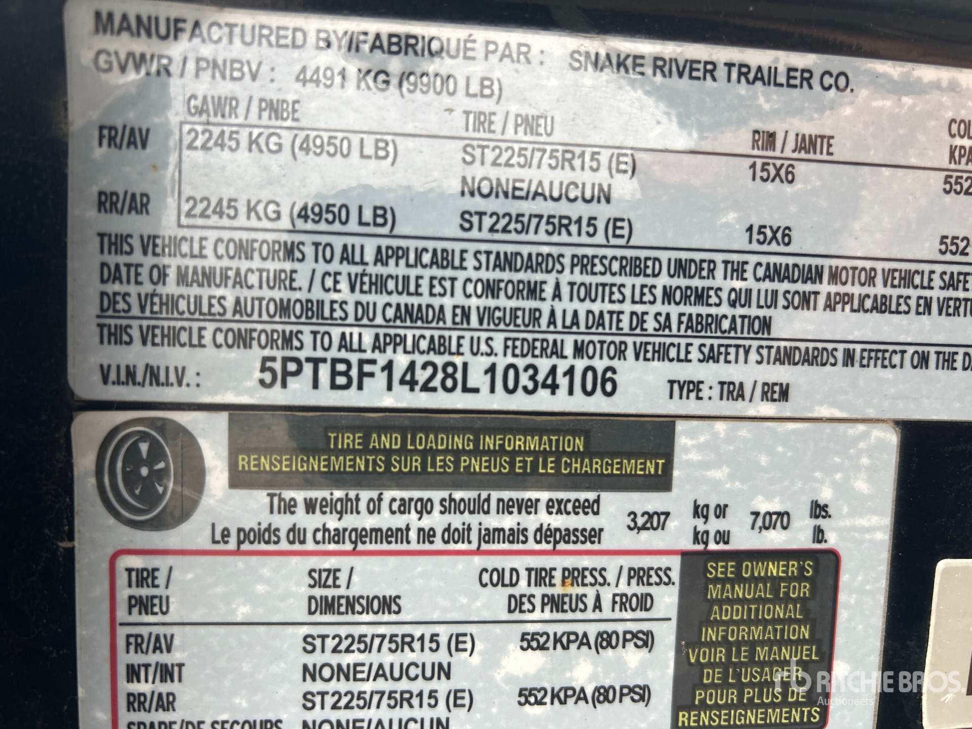 General Appearance with Serial Number / VIN