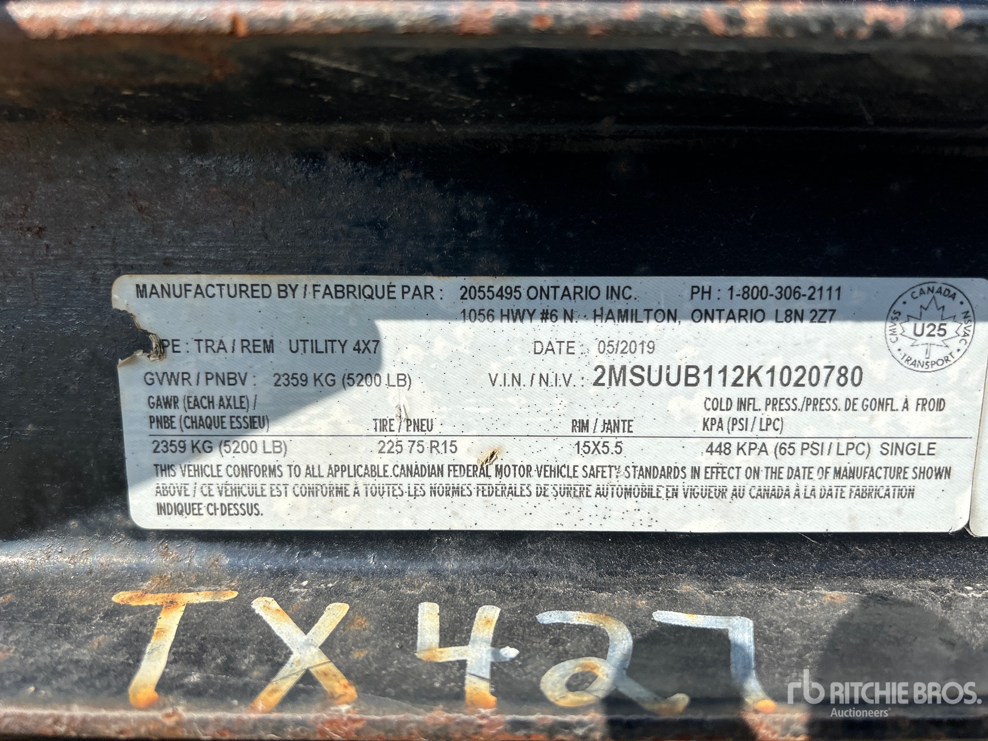 General Appearance with Serial Number / VIN