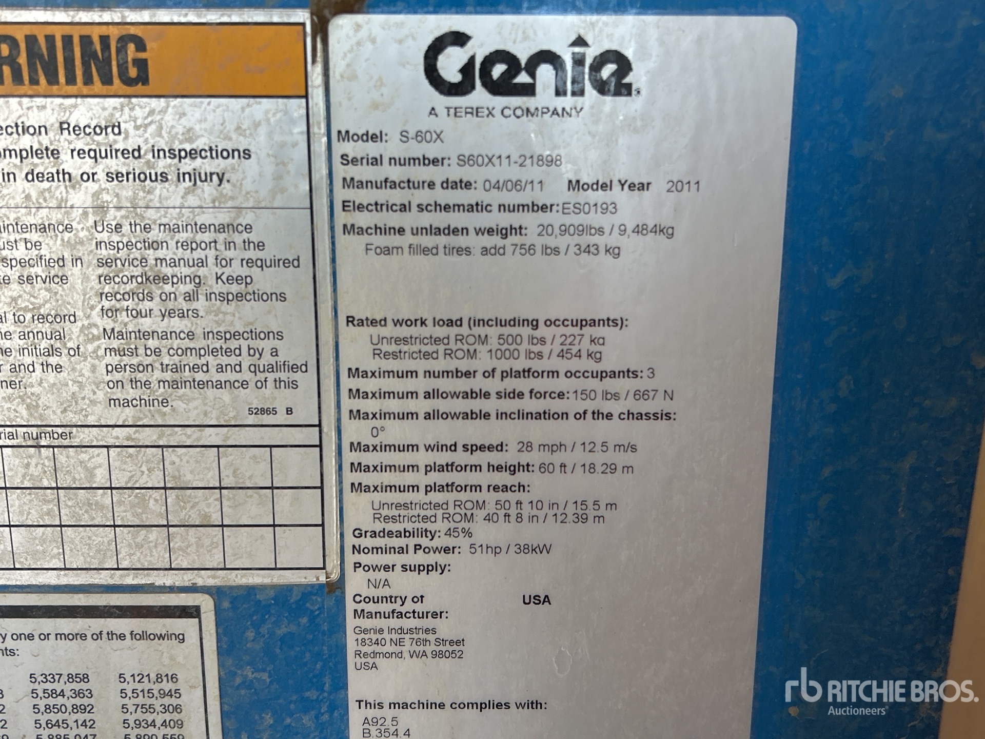 General Appearance with Serial Number / VIN