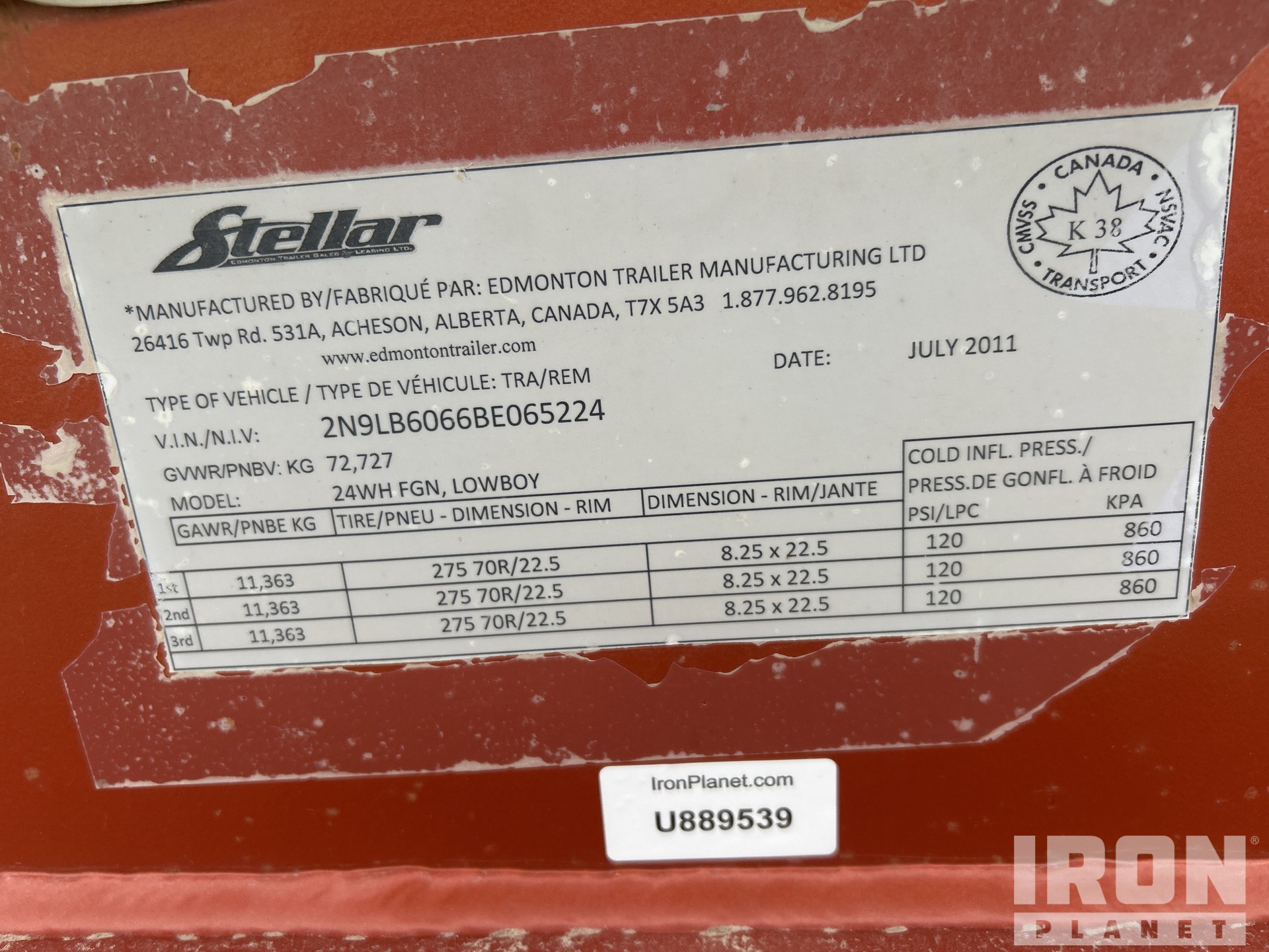 General Appearance with Serial Number / VIN