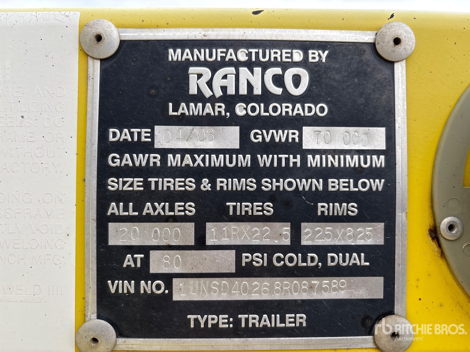 General Appearance with Serial Number / VIN