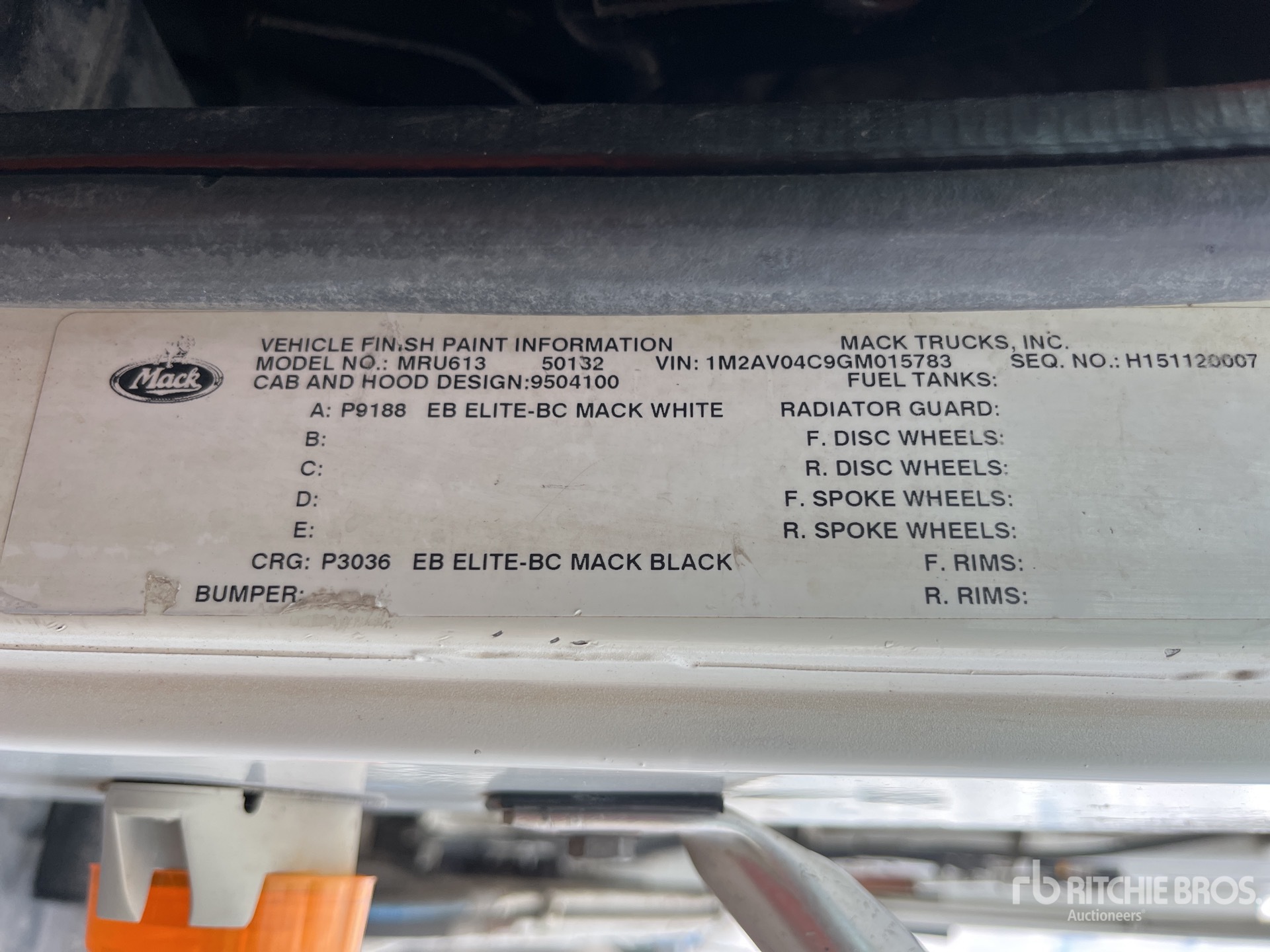 General Appearance with Serial Number / VIN