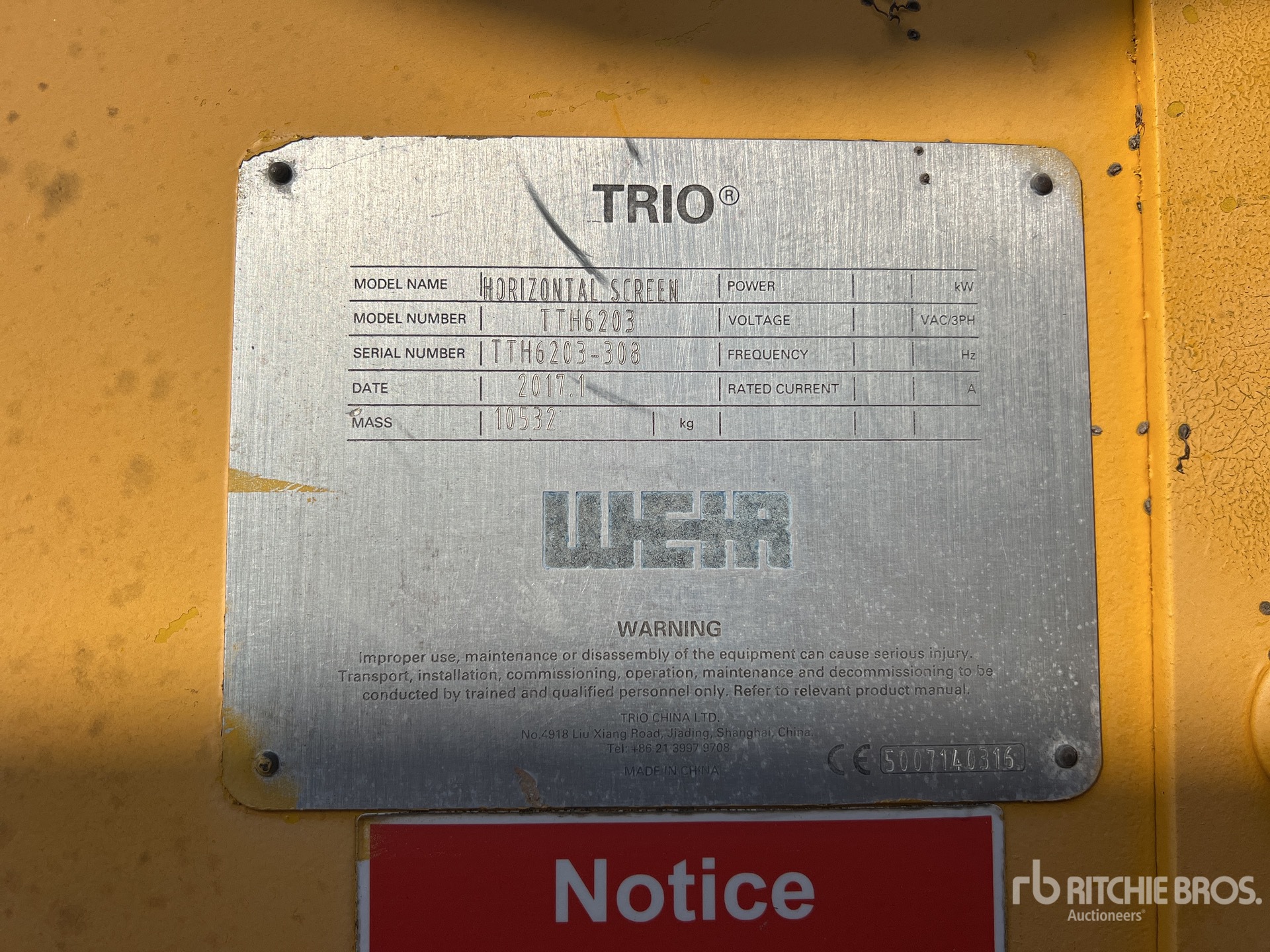 General Appearance with Serial Number / VIN