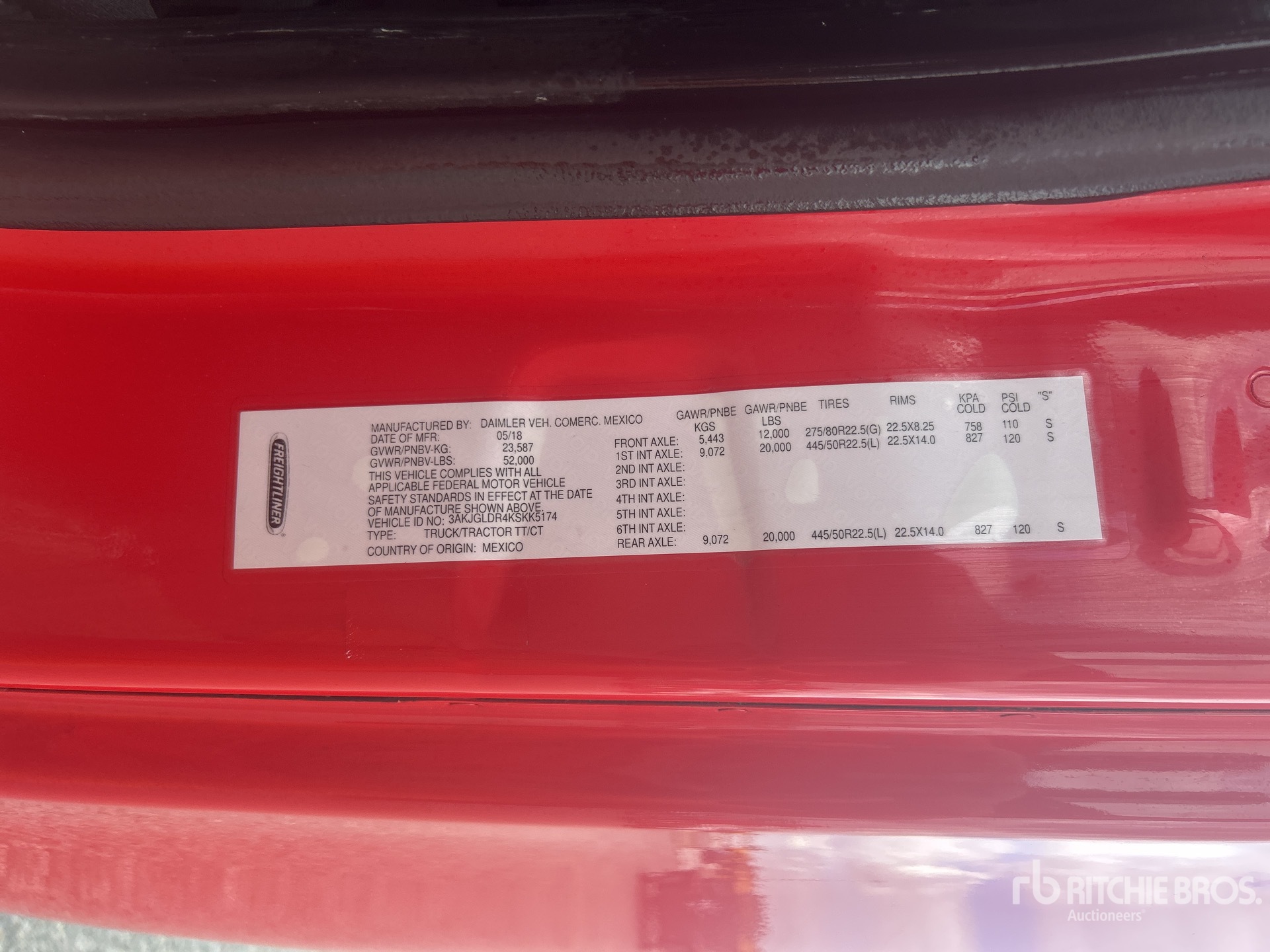 General Appearance with Serial Number / VIN