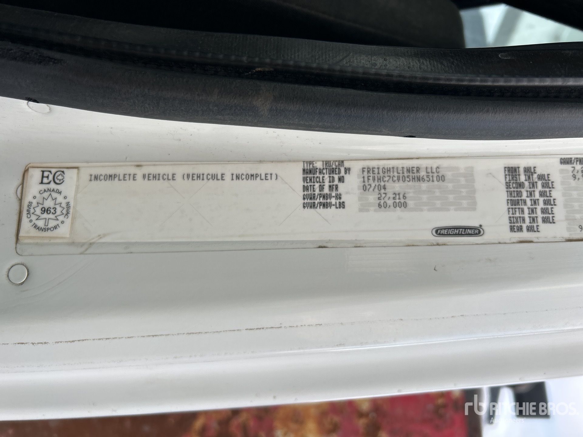 General Appearance with Serial Number / VIN