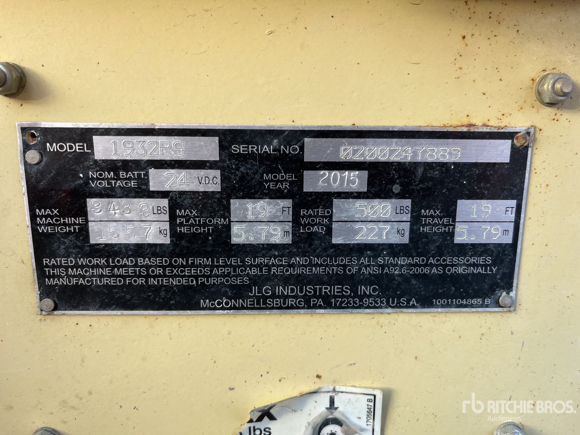General Appearance with Serial Number / VIN