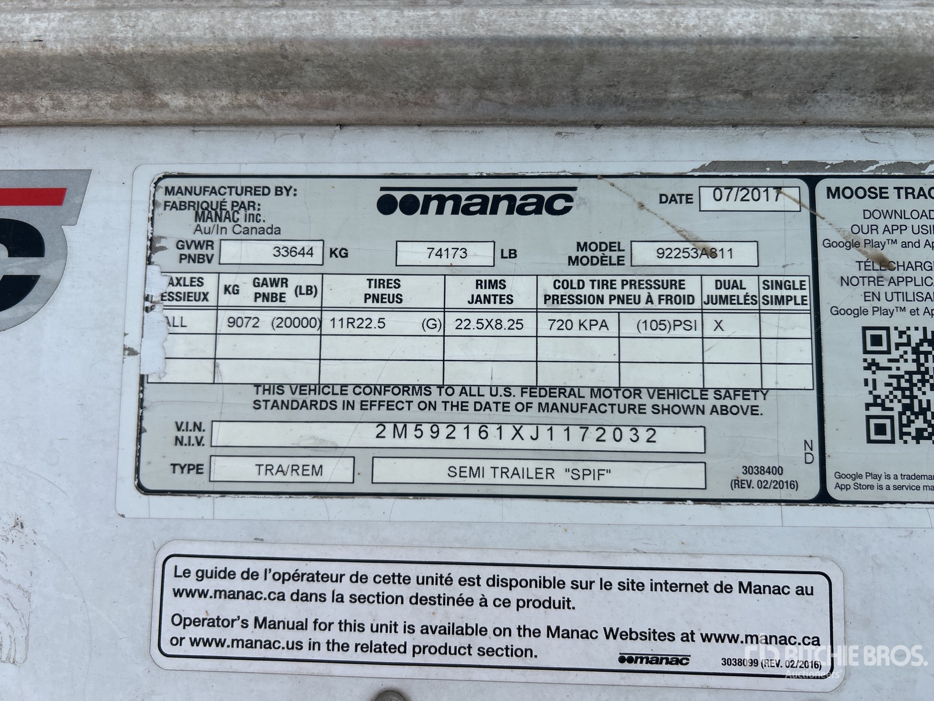 General Appearance with Serial Number / VIN