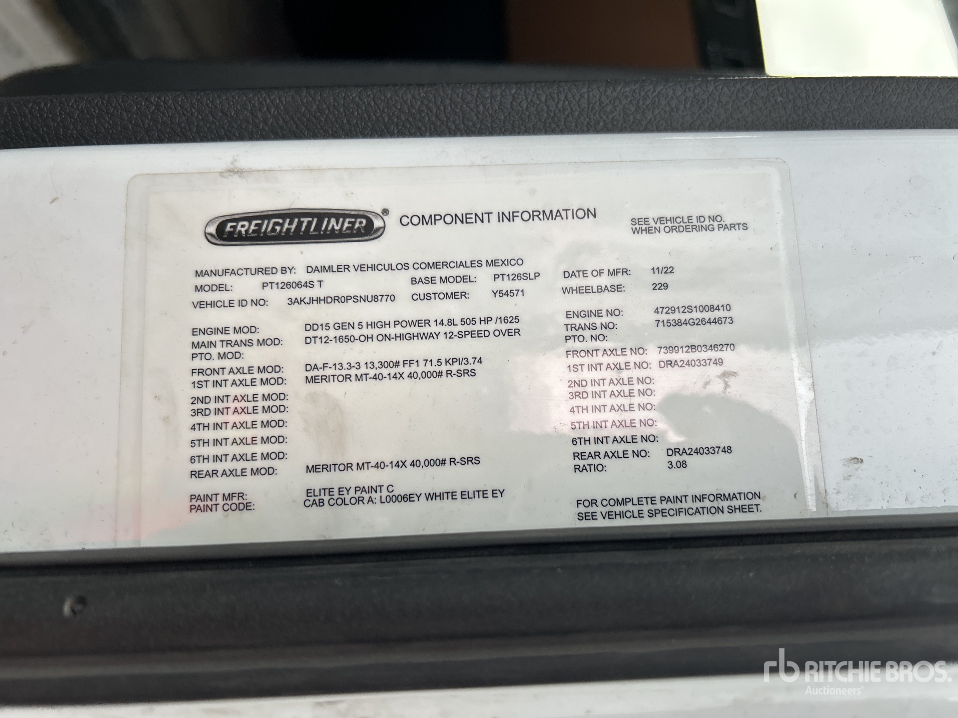 General Appearance with Serial Number / VIN