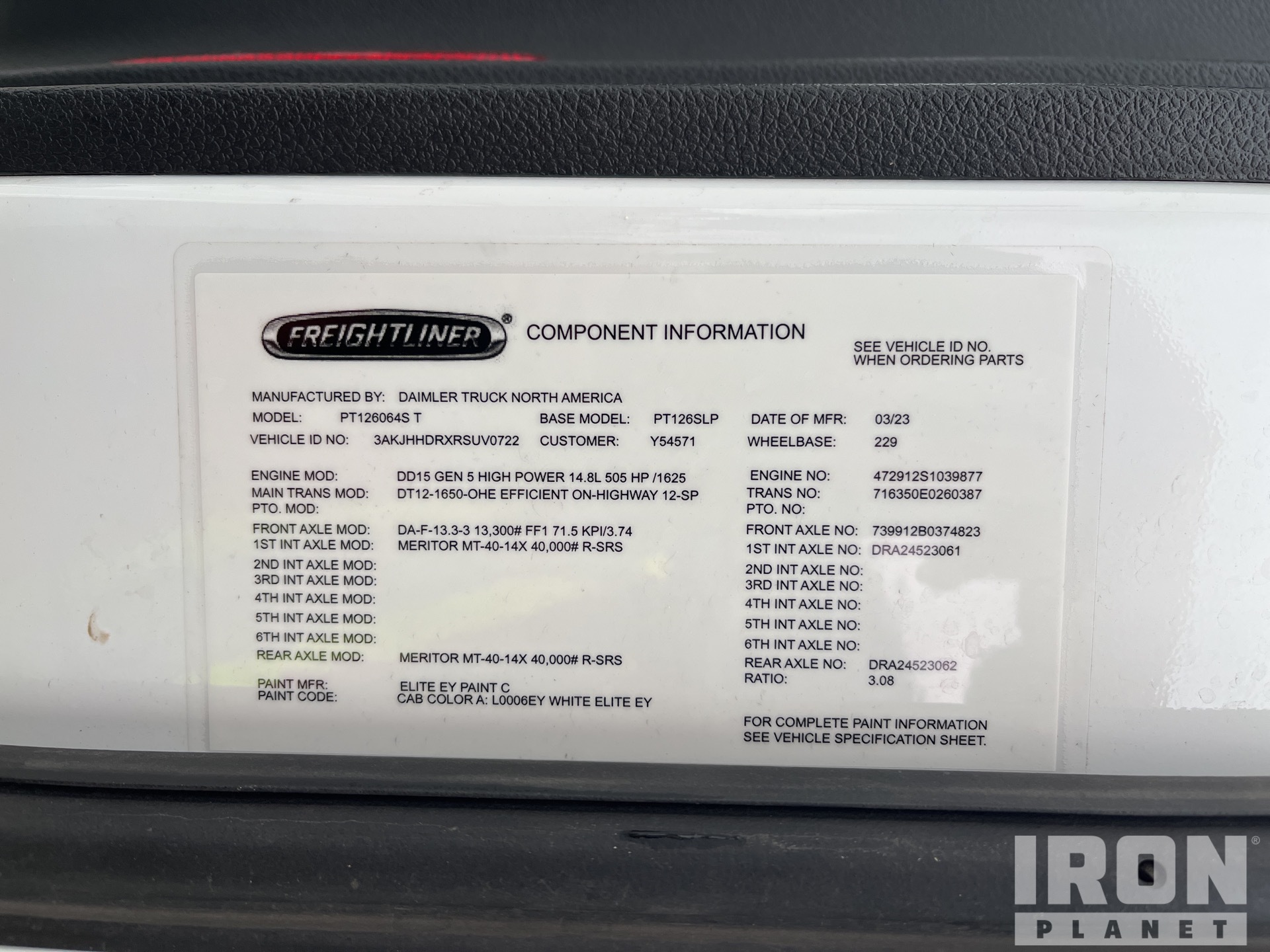 General Appearance with Serial Number / VIN