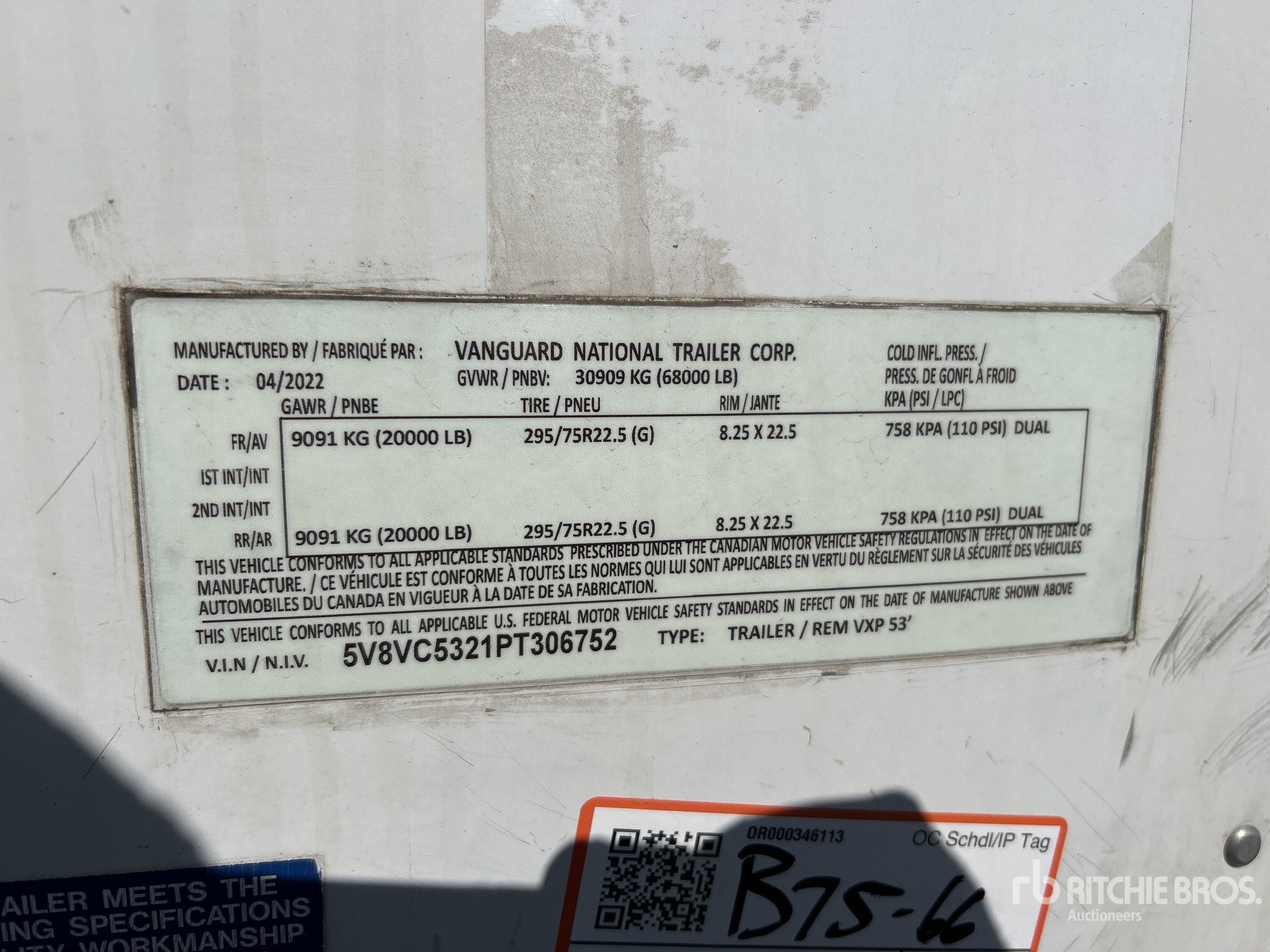 General Appearance with Serial Number / VIN