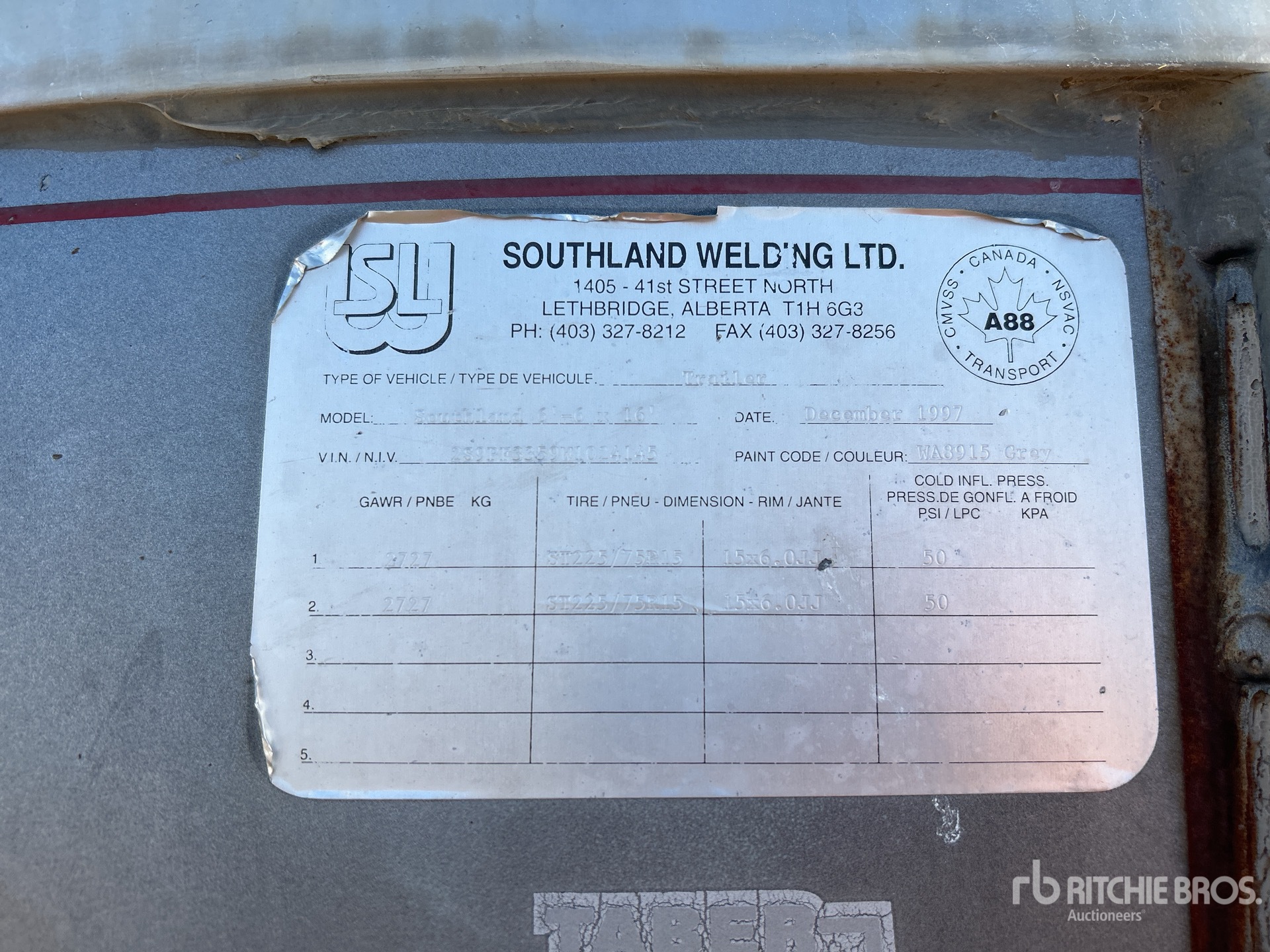 General Appearance with Serial Number / VIN