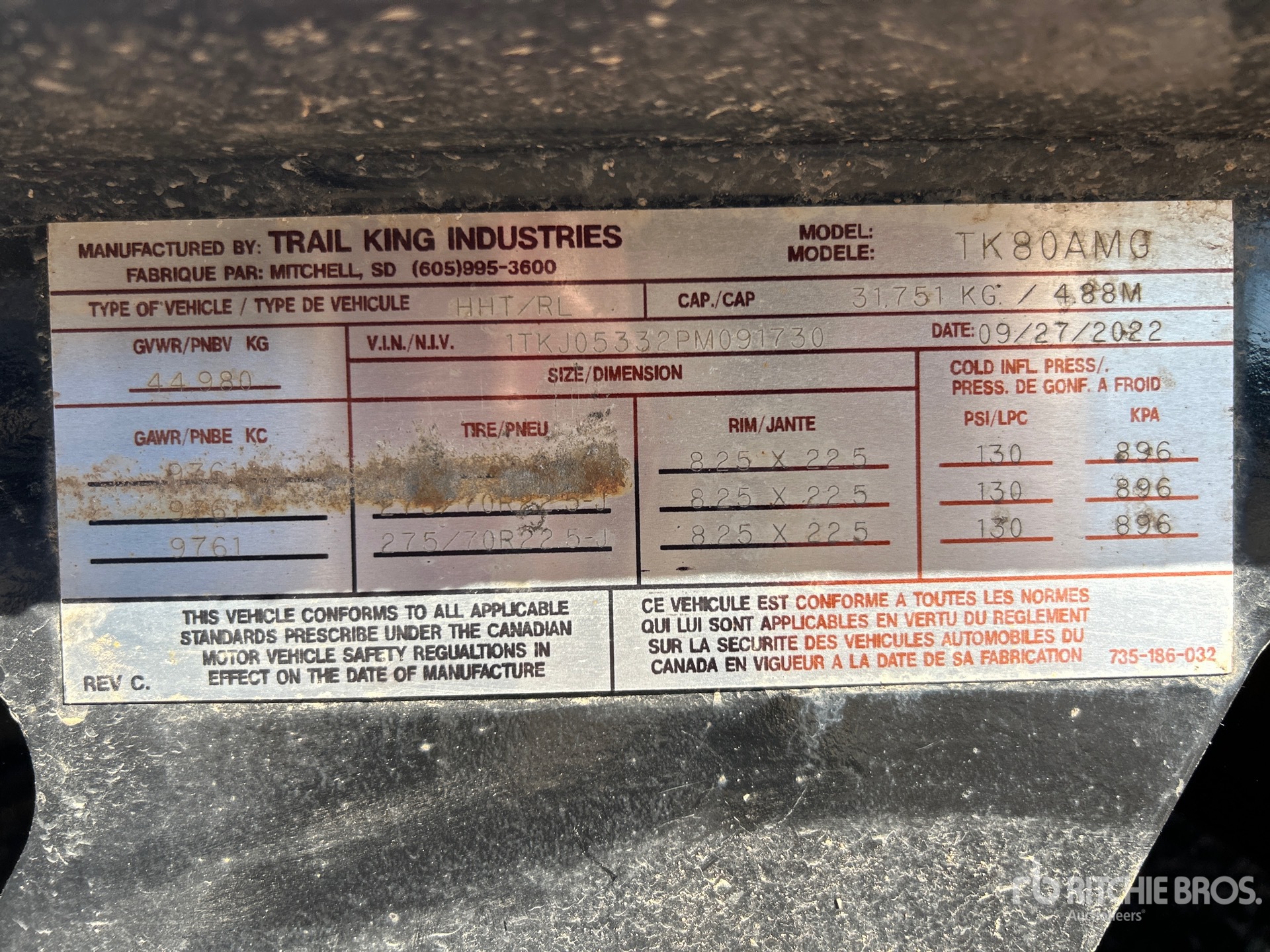 General Appearance with Serial Number / VIN