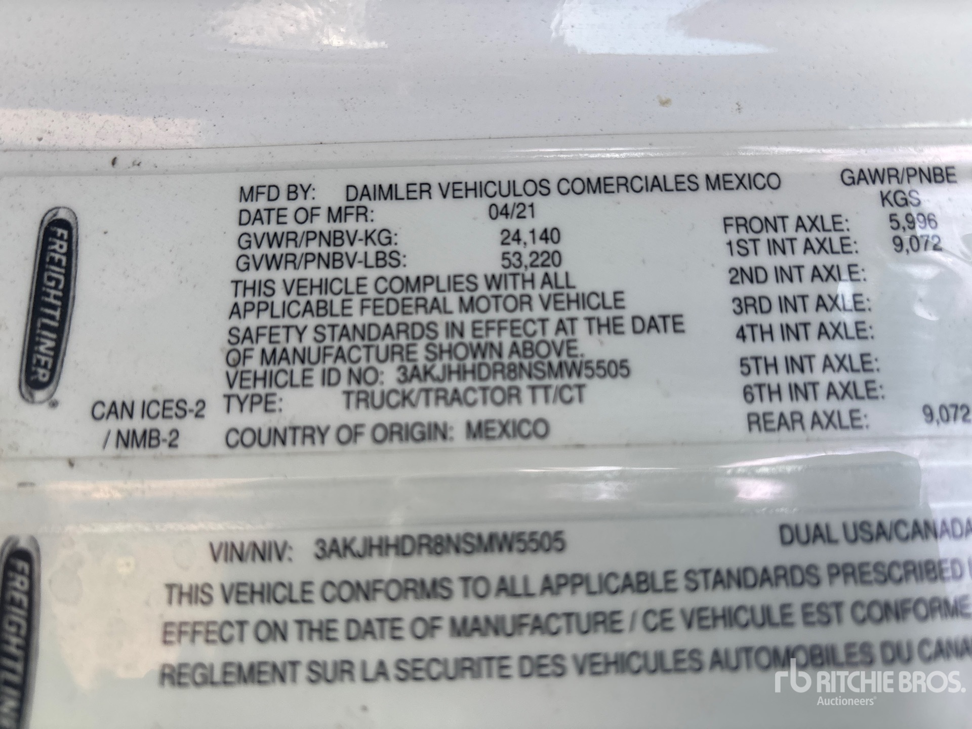 General Appearance with Serial Number / VIN