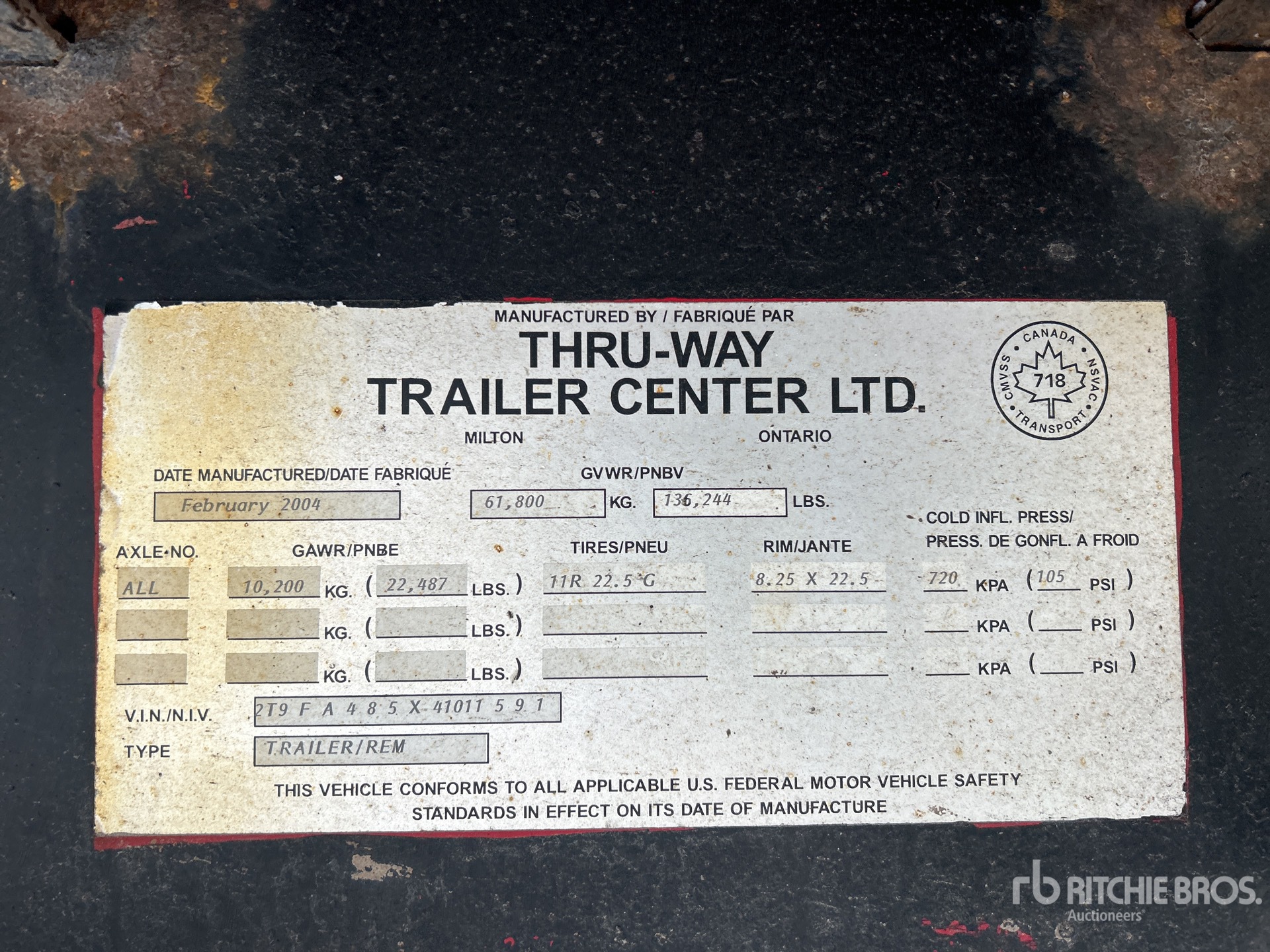 General Appearance with Serial Number / VIN