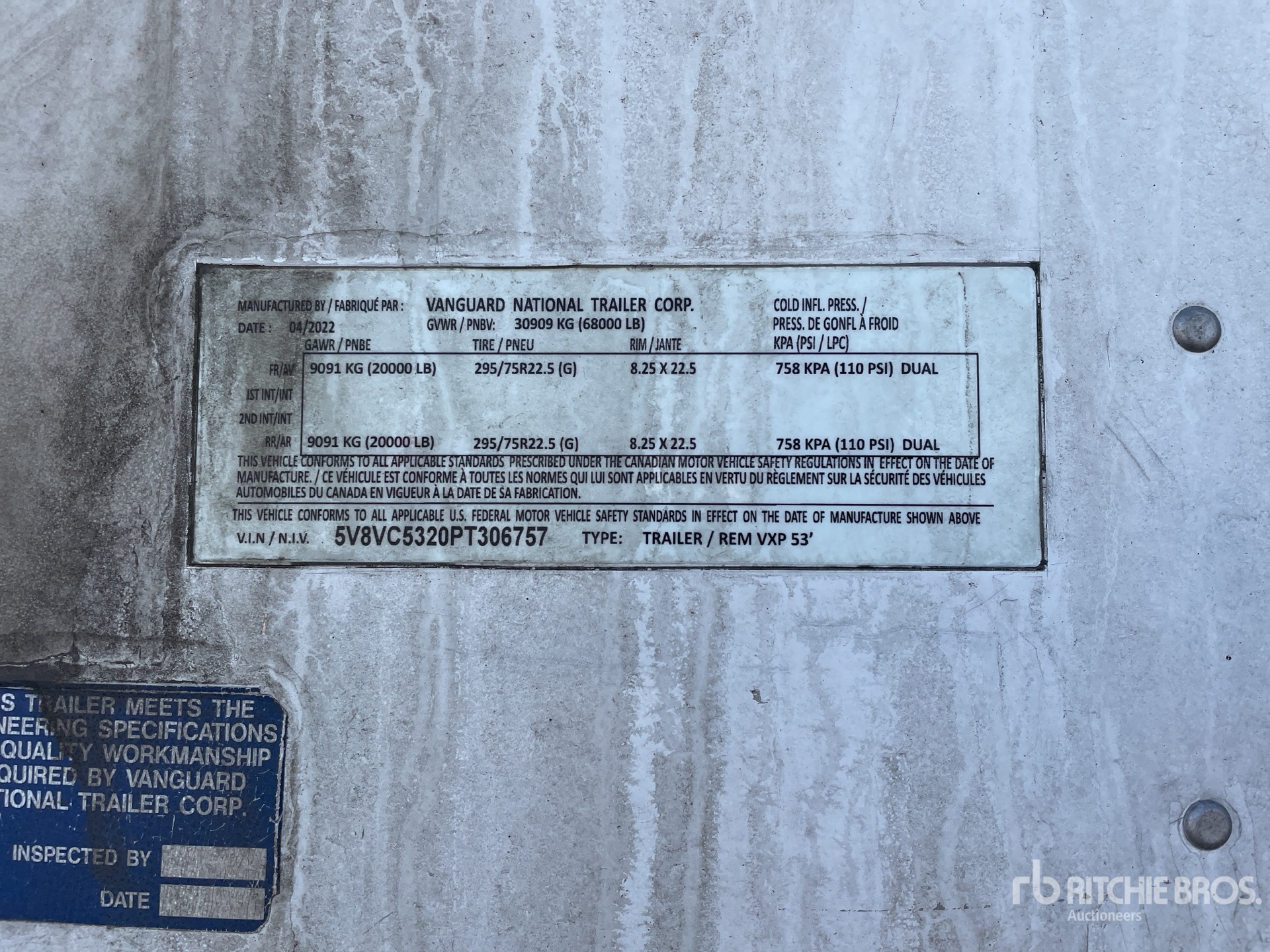 General Appearance with Serial Number / VIN