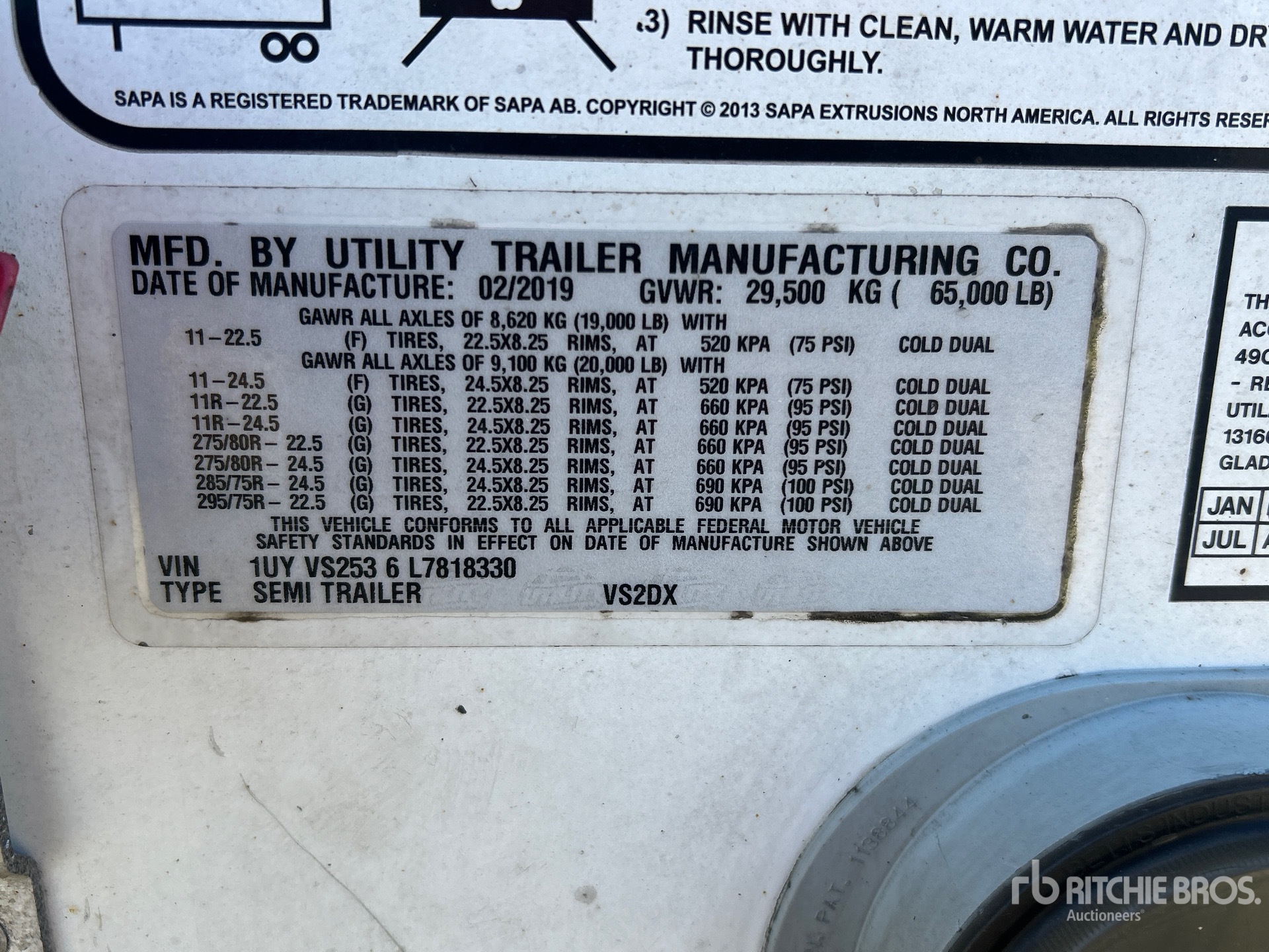 General Appearance with Serial Number / VIN