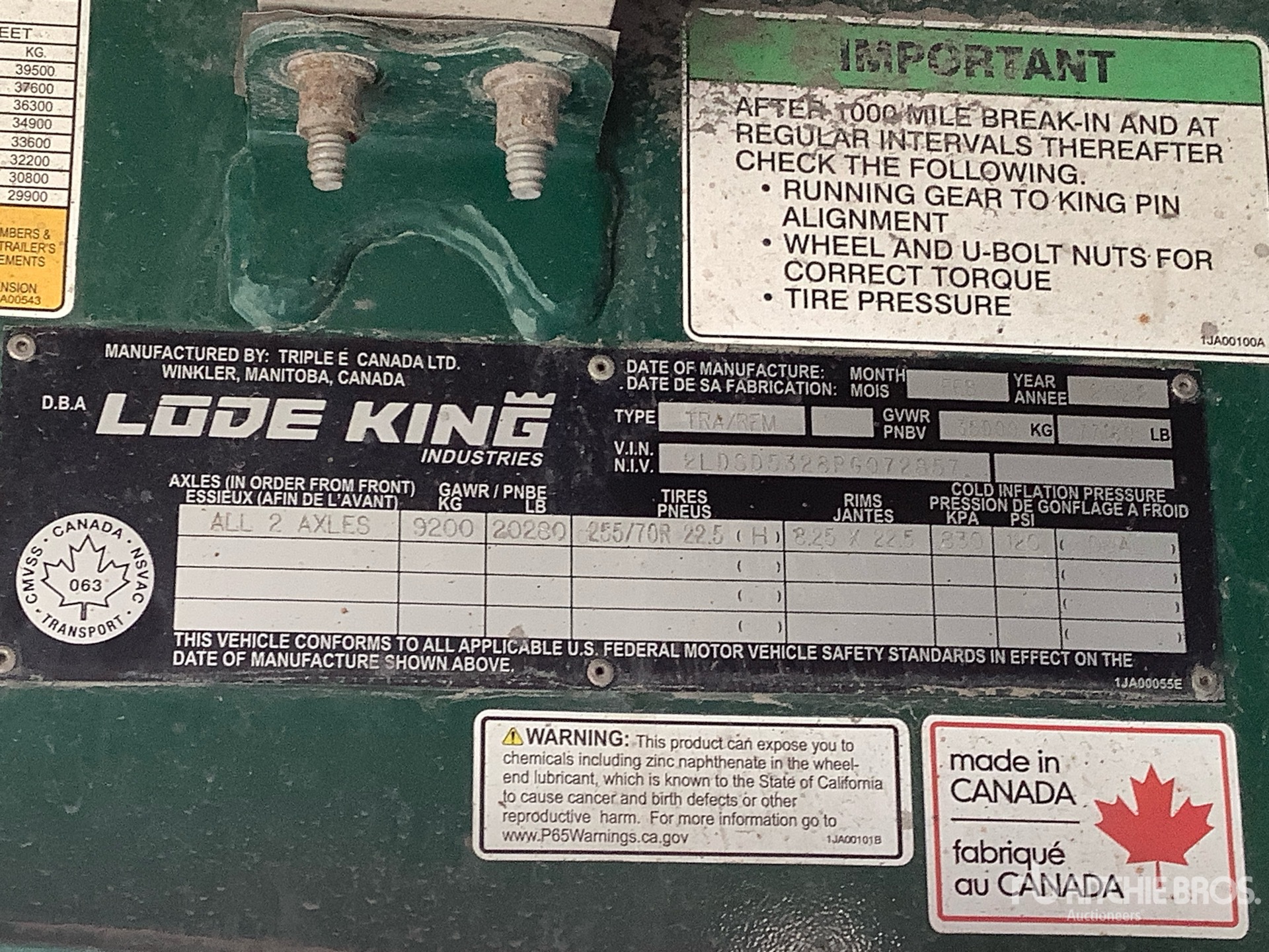 General Appearance with Serial Number / VIN