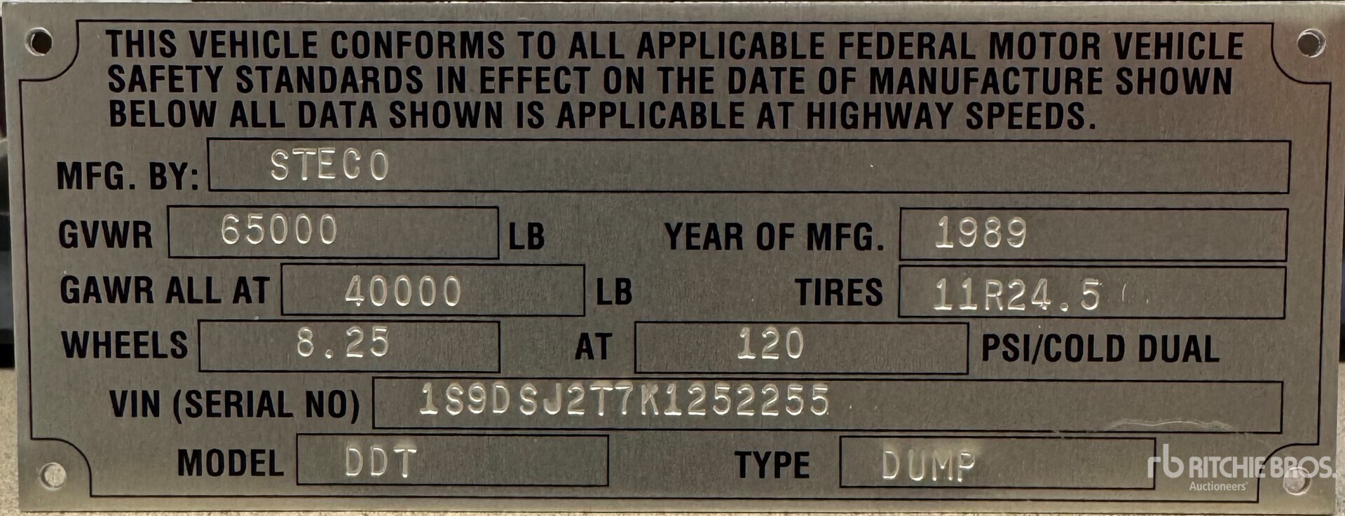 General Appearance with Serial Number / VIN