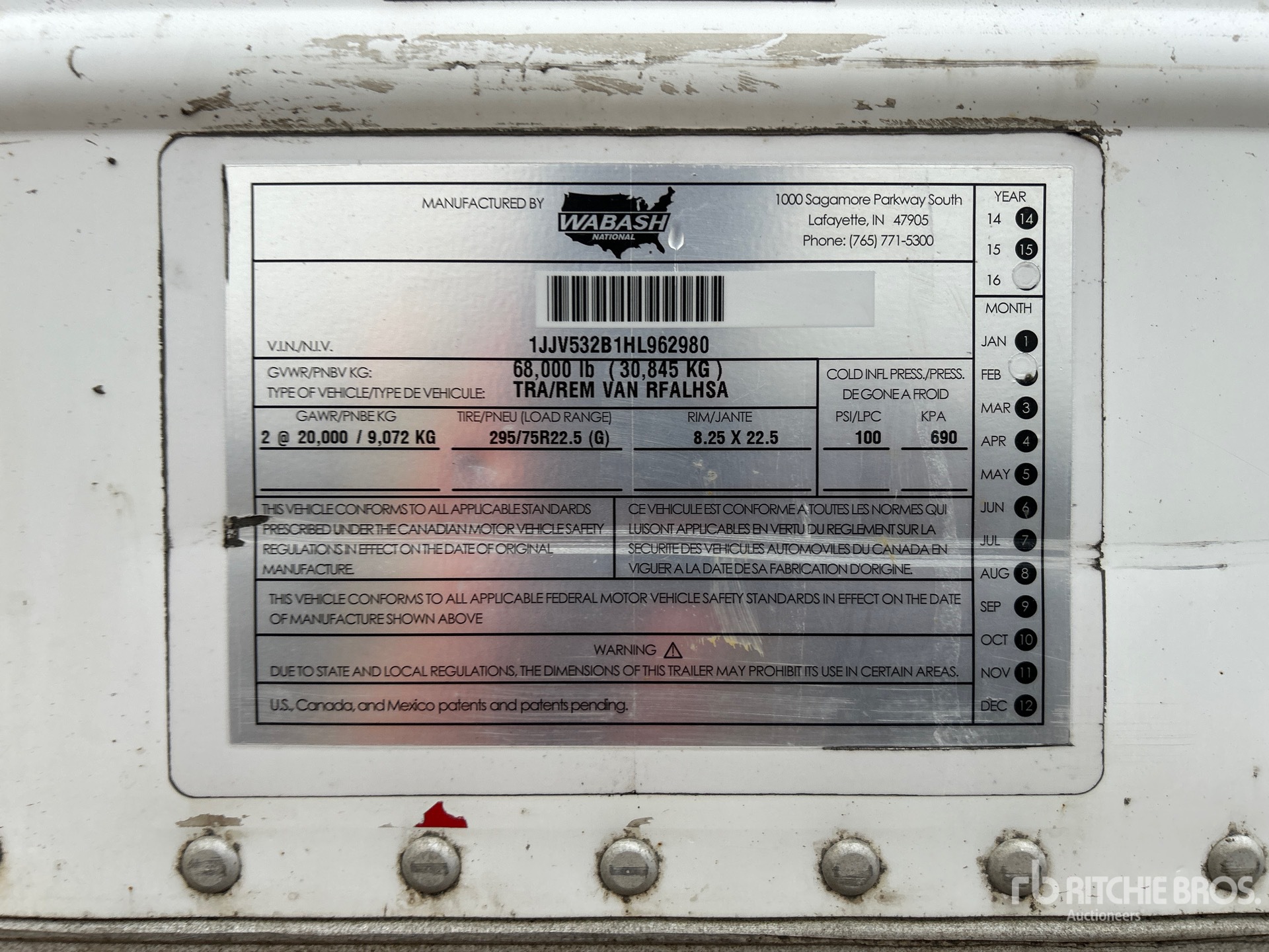 General Appearance with Serial Number / VIN