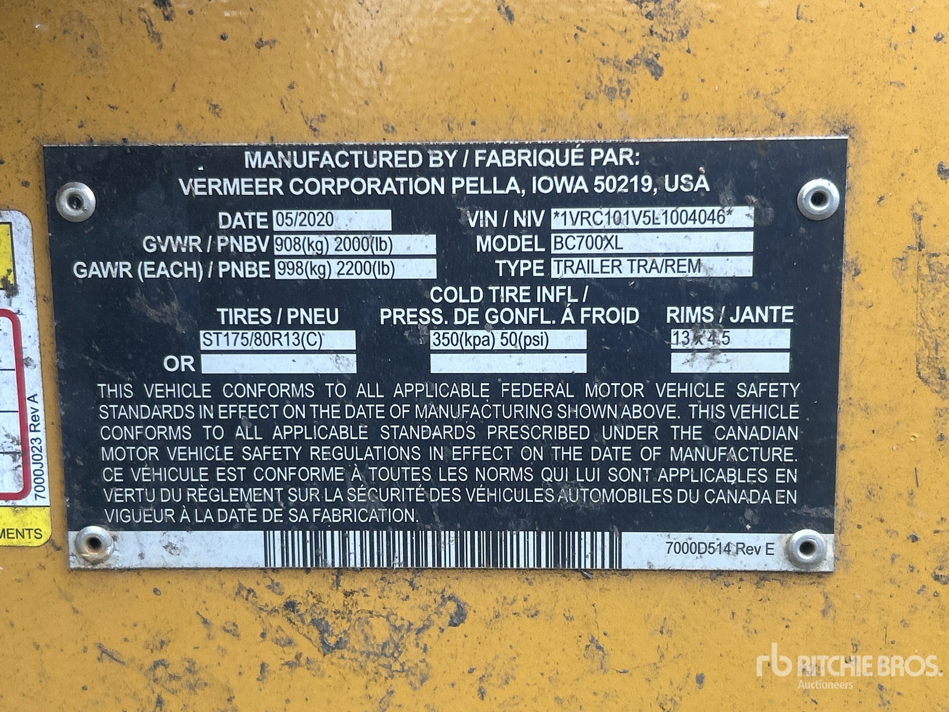 General Appearance with Serial Number / VIN