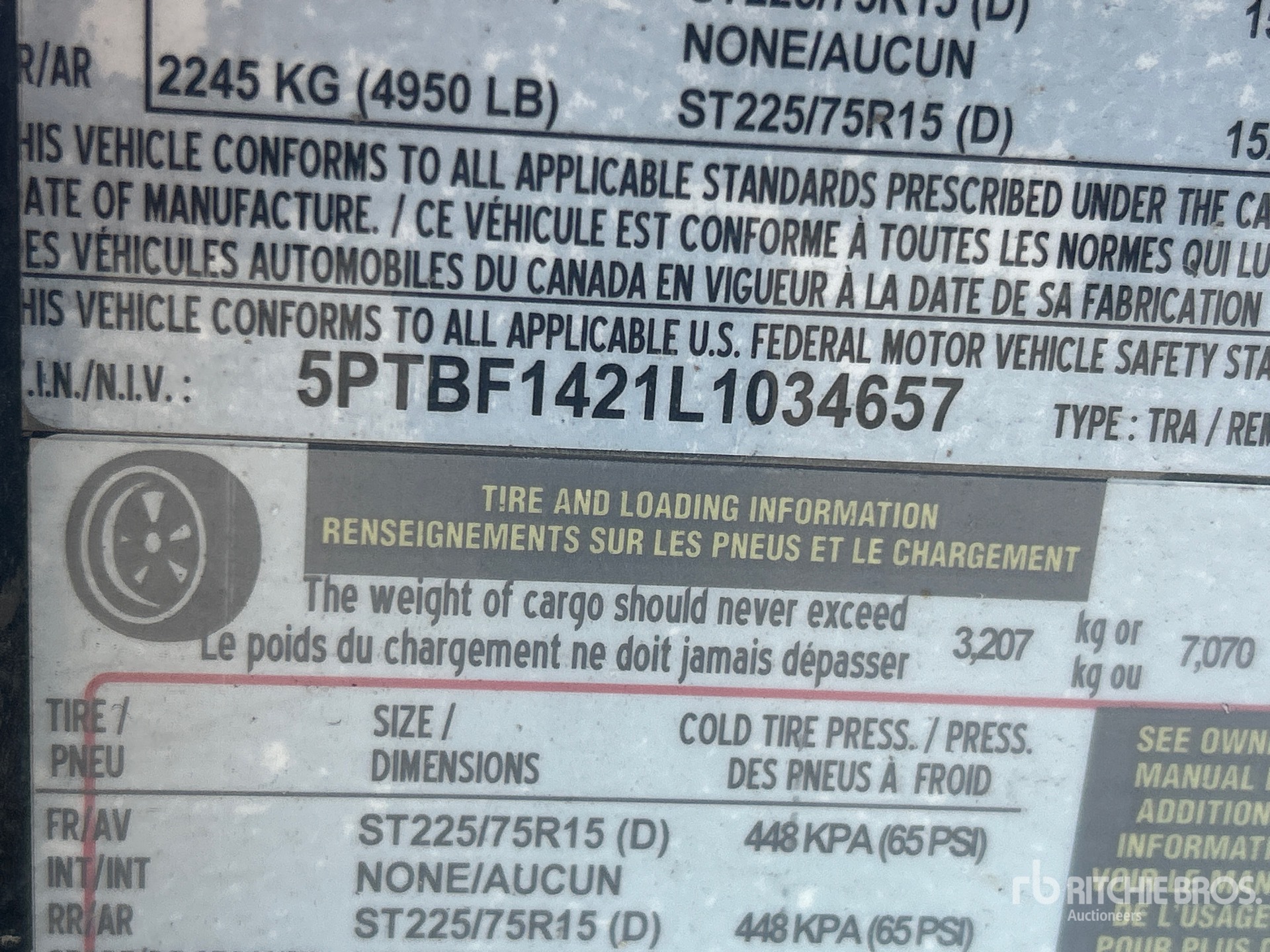 General Appearance with Serial Number / VIN