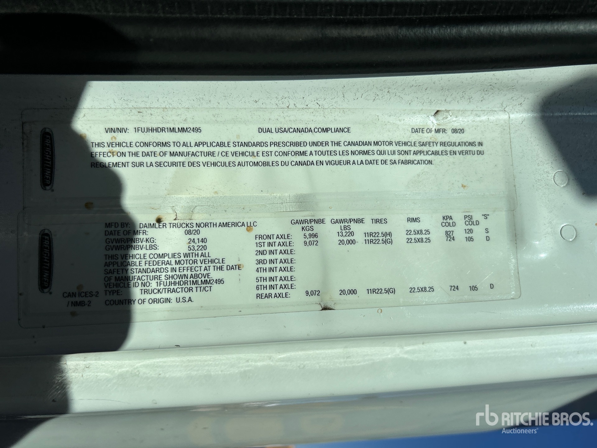 General Appearance with Serial Number / VIN