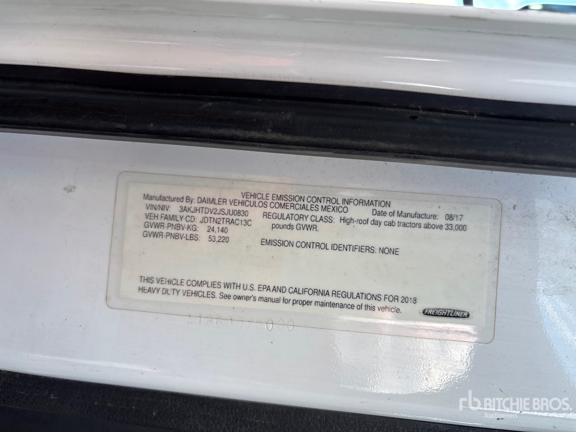 General Appearance with Serial Number / VIN