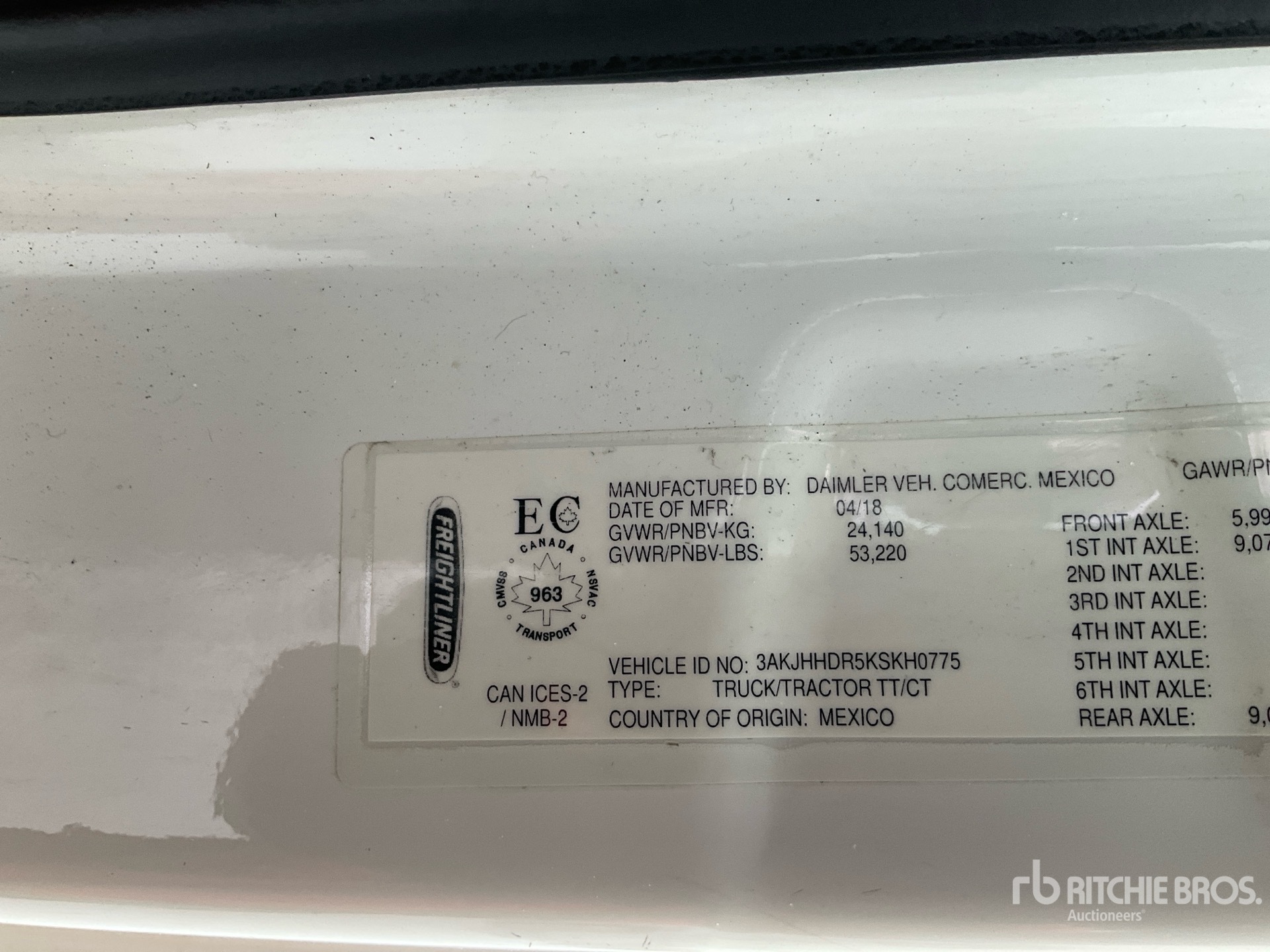 General Appearance with N.º de serie/VIN