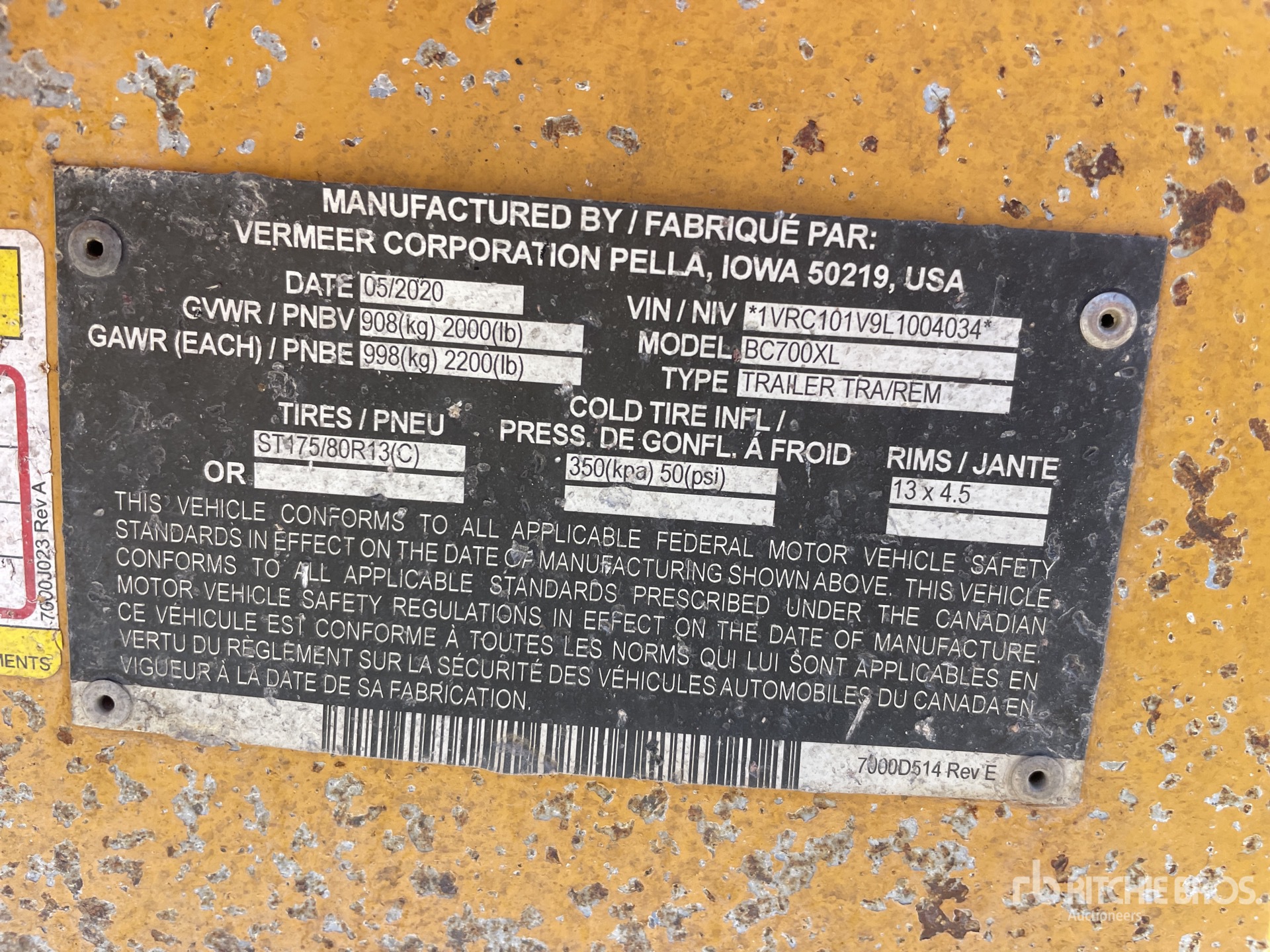 General Appearance with Serial Number / VIN