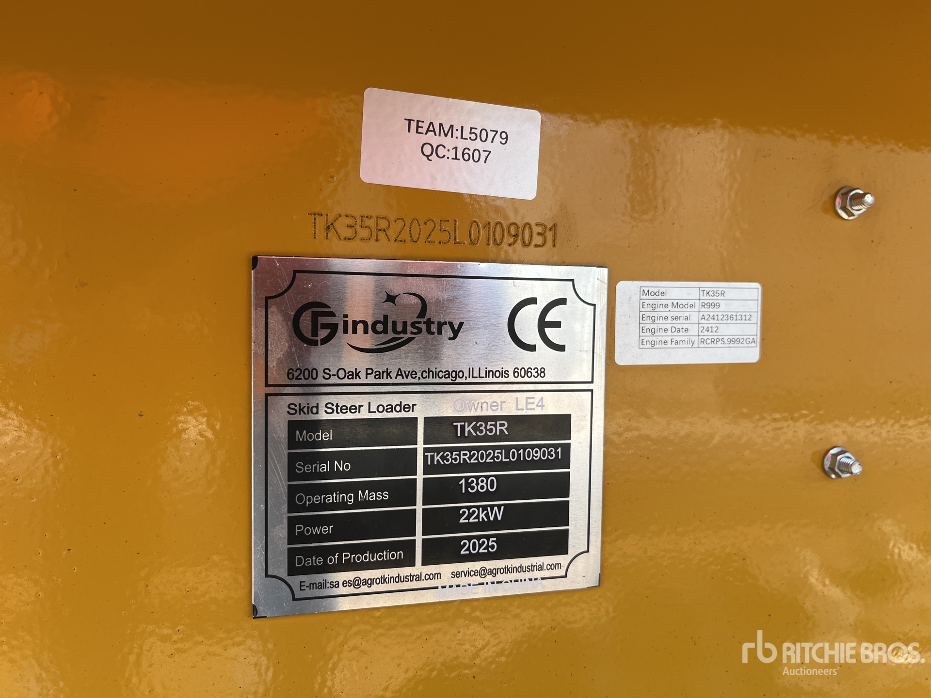 General Appearance with Serial Number / VIN