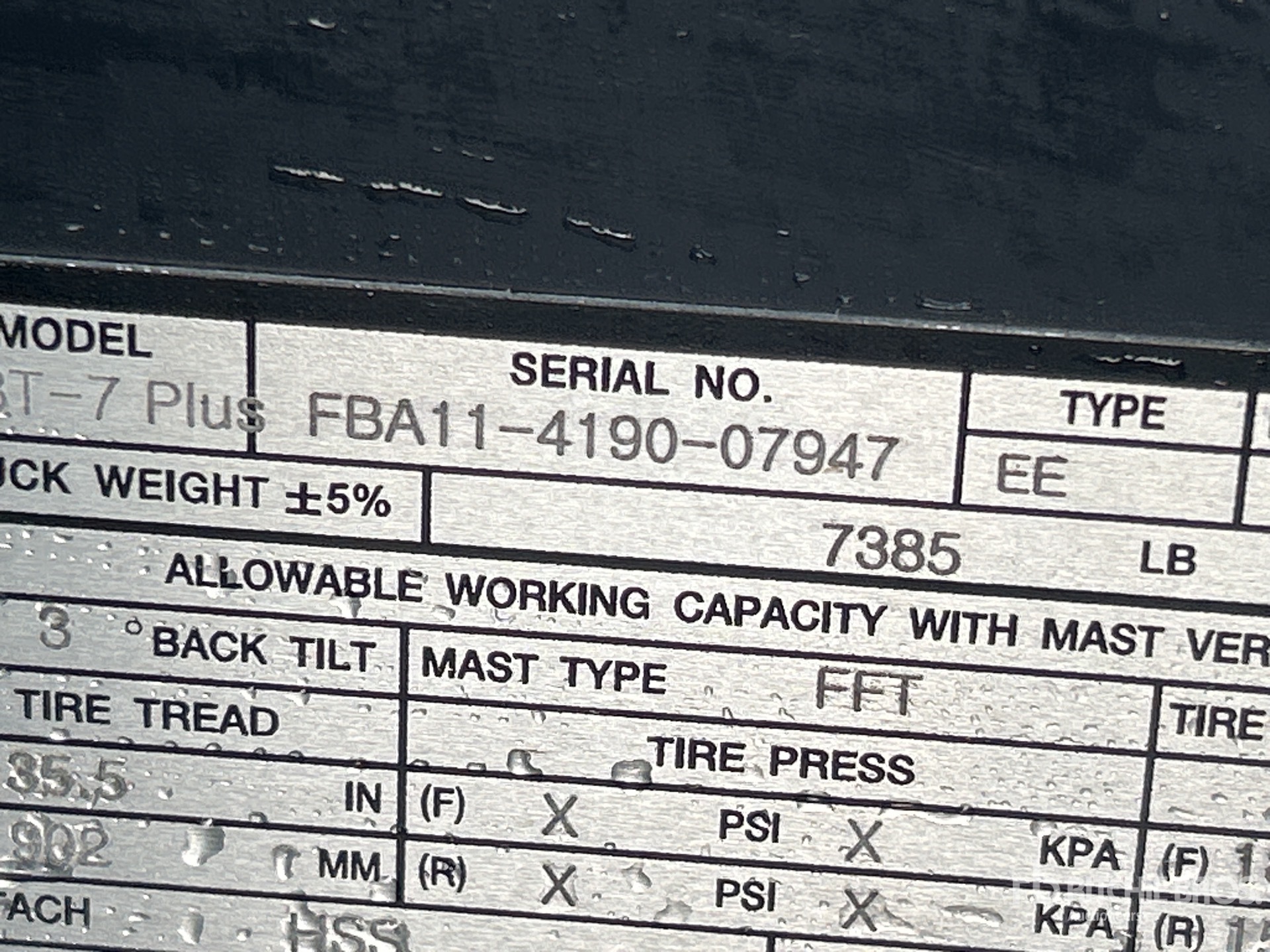General Appearance with Serial Number / VIN