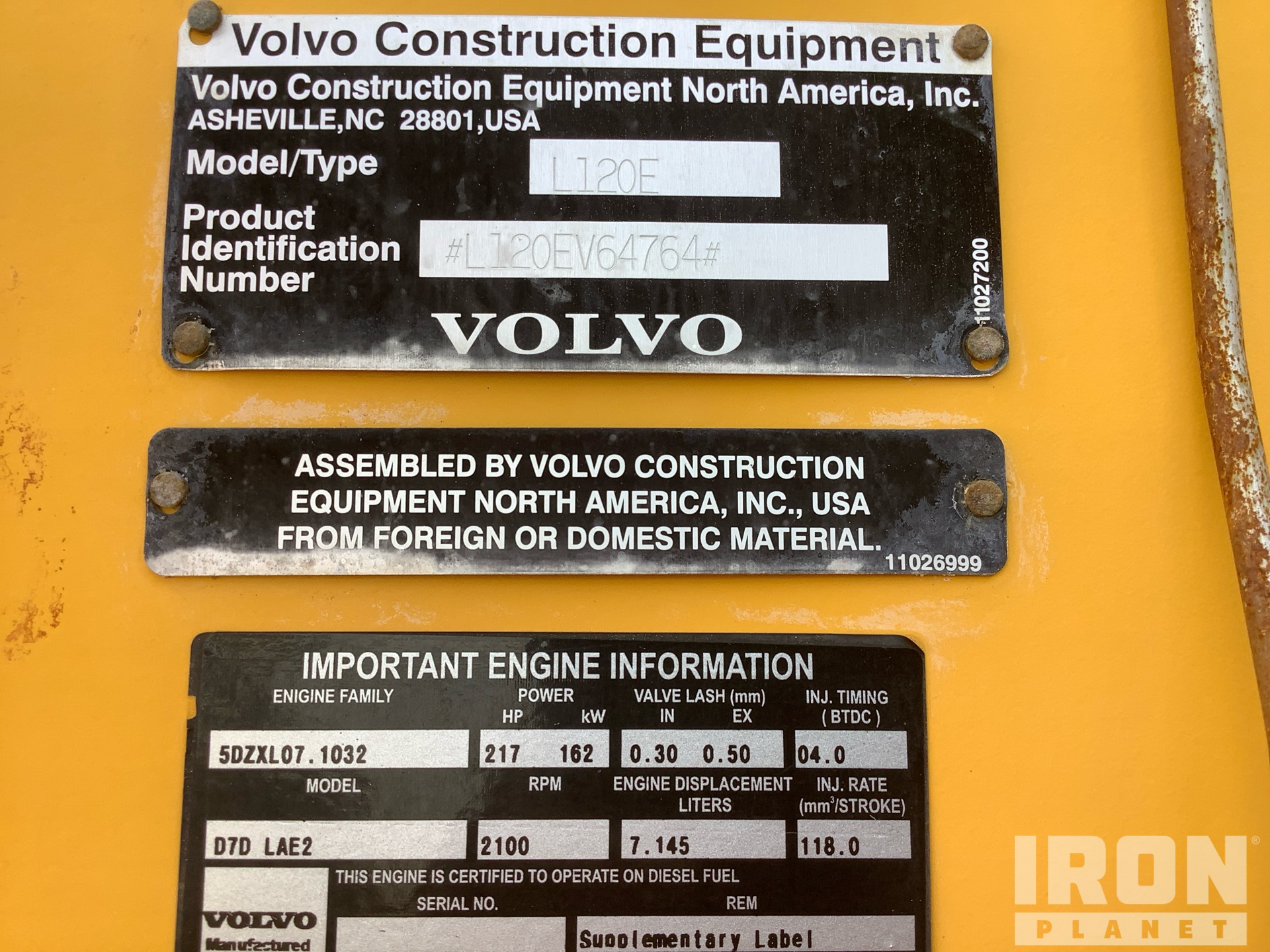 General Appearance with Serial Number / VIN