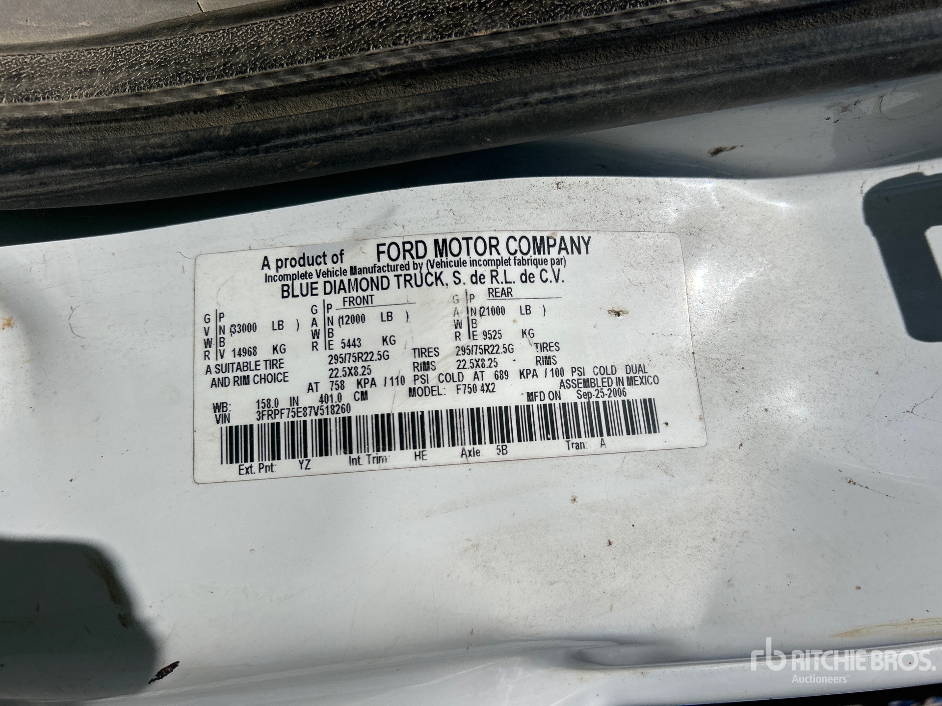 General Appearance with Serial Number / VIN