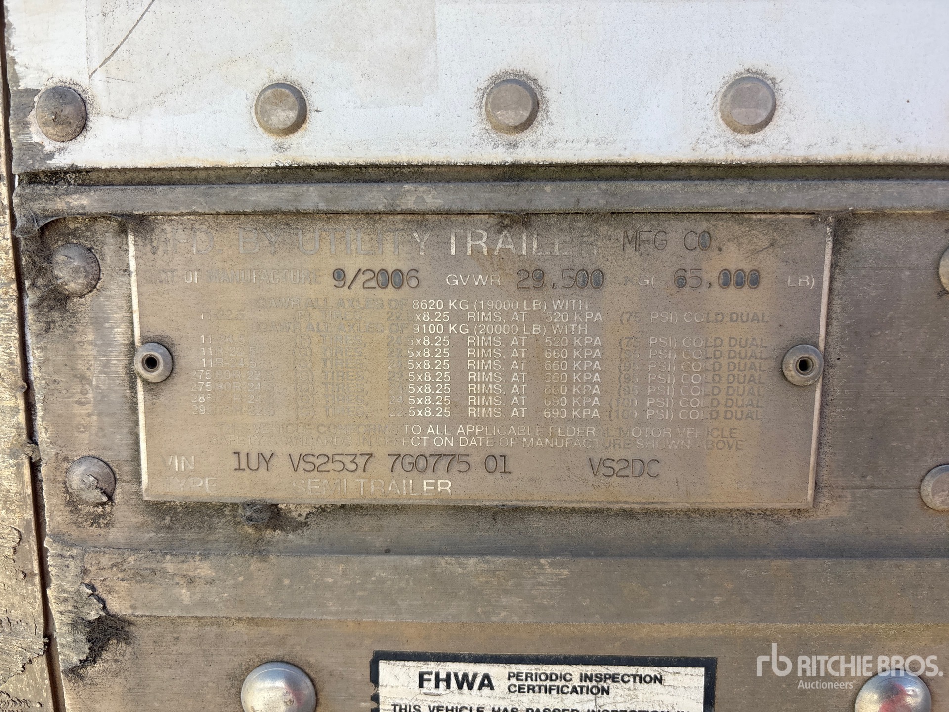 General Appearance with Serial Number / VIN
