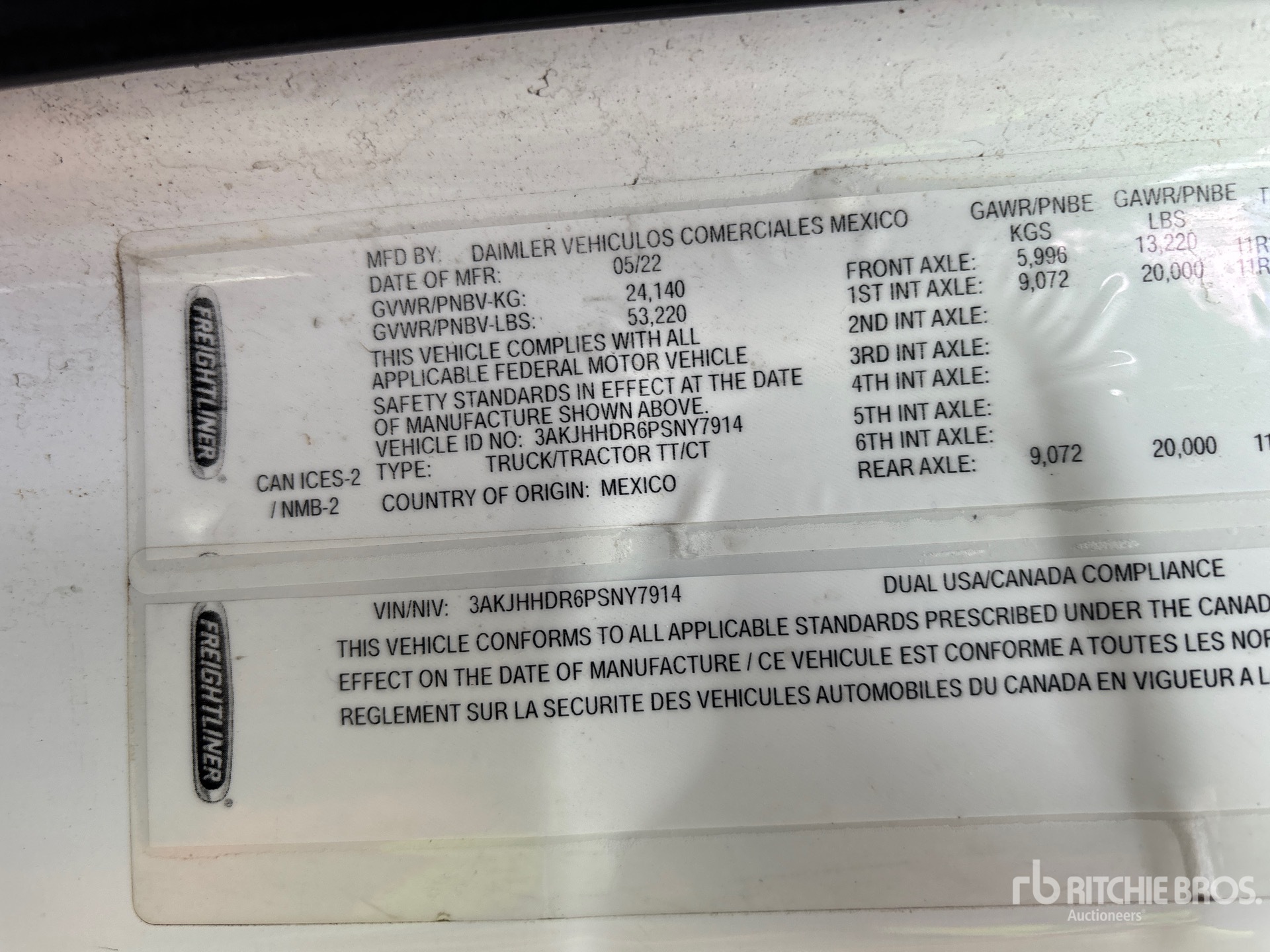 General Appearance with Serial Number / VIN