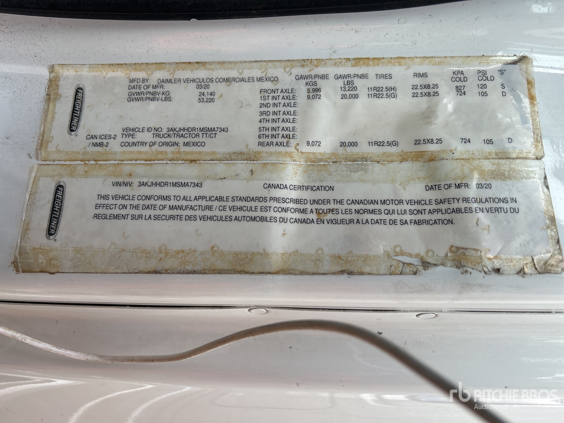 General Appearance with Serial Number / VIN