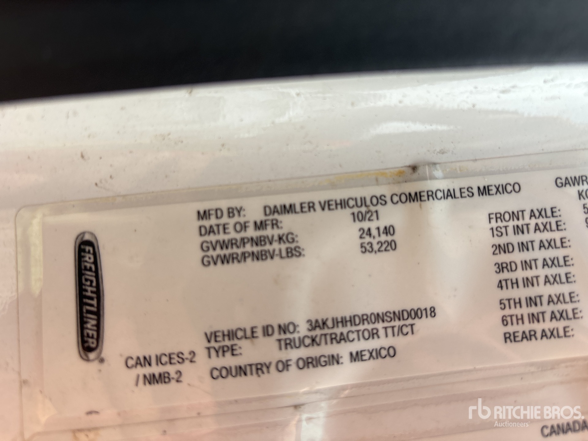 General Appearance with Serial Number / VIN