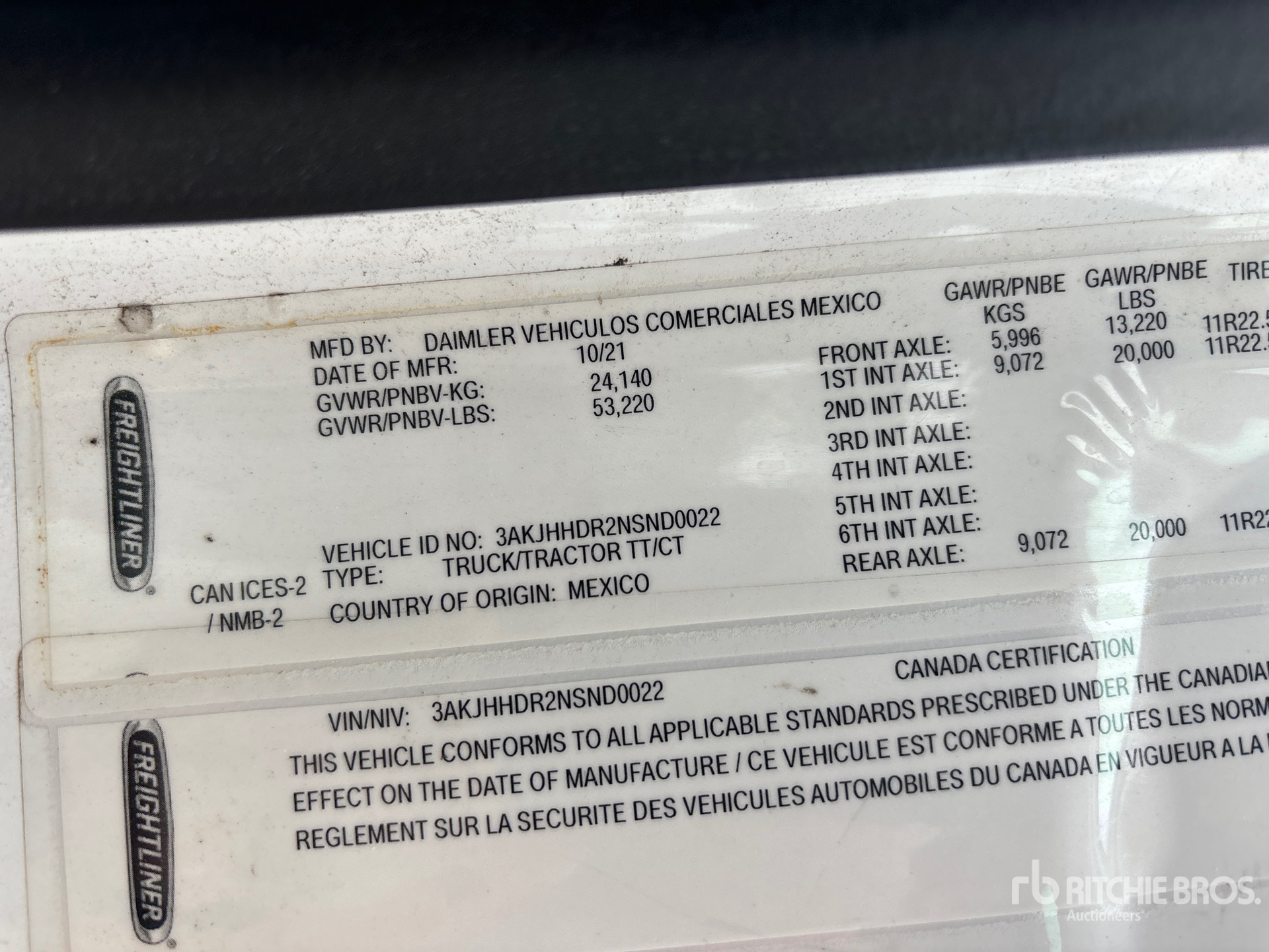 General Appearance with Serial Number / VIN