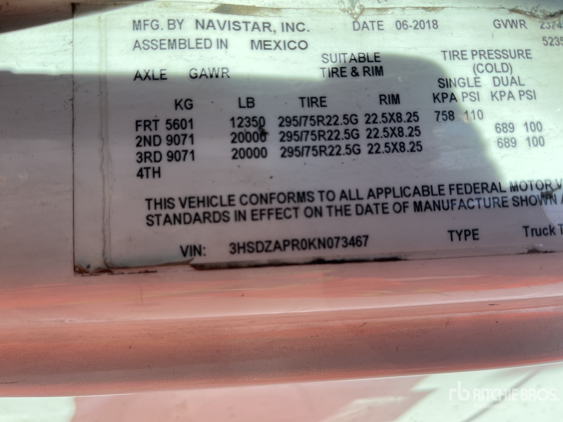 General Appearance with Serial Number / VIN