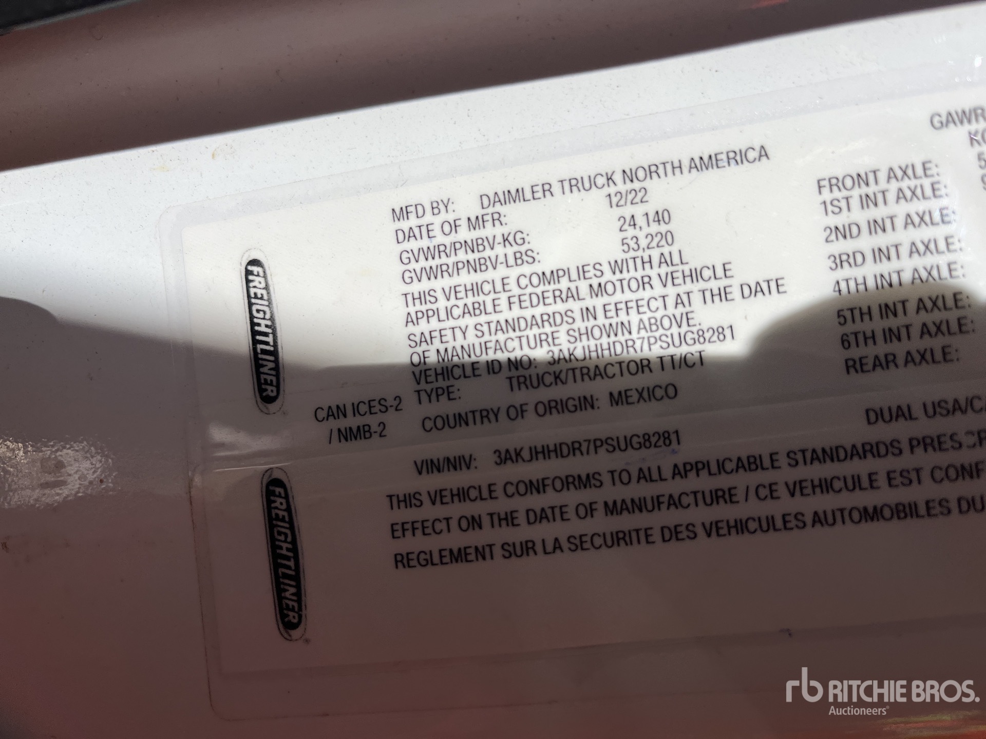 General Appearance with Serial Number / VIN