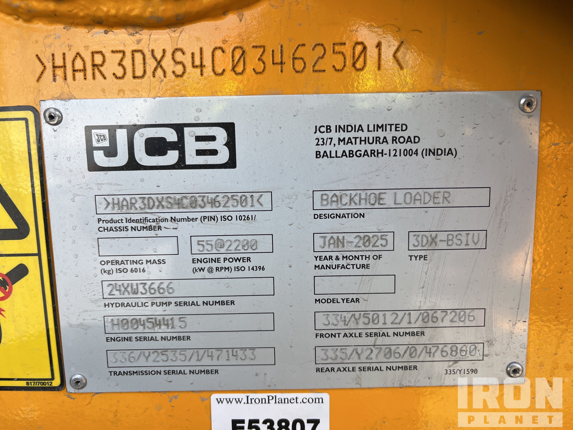 General Appearance with Serial Number / VIN