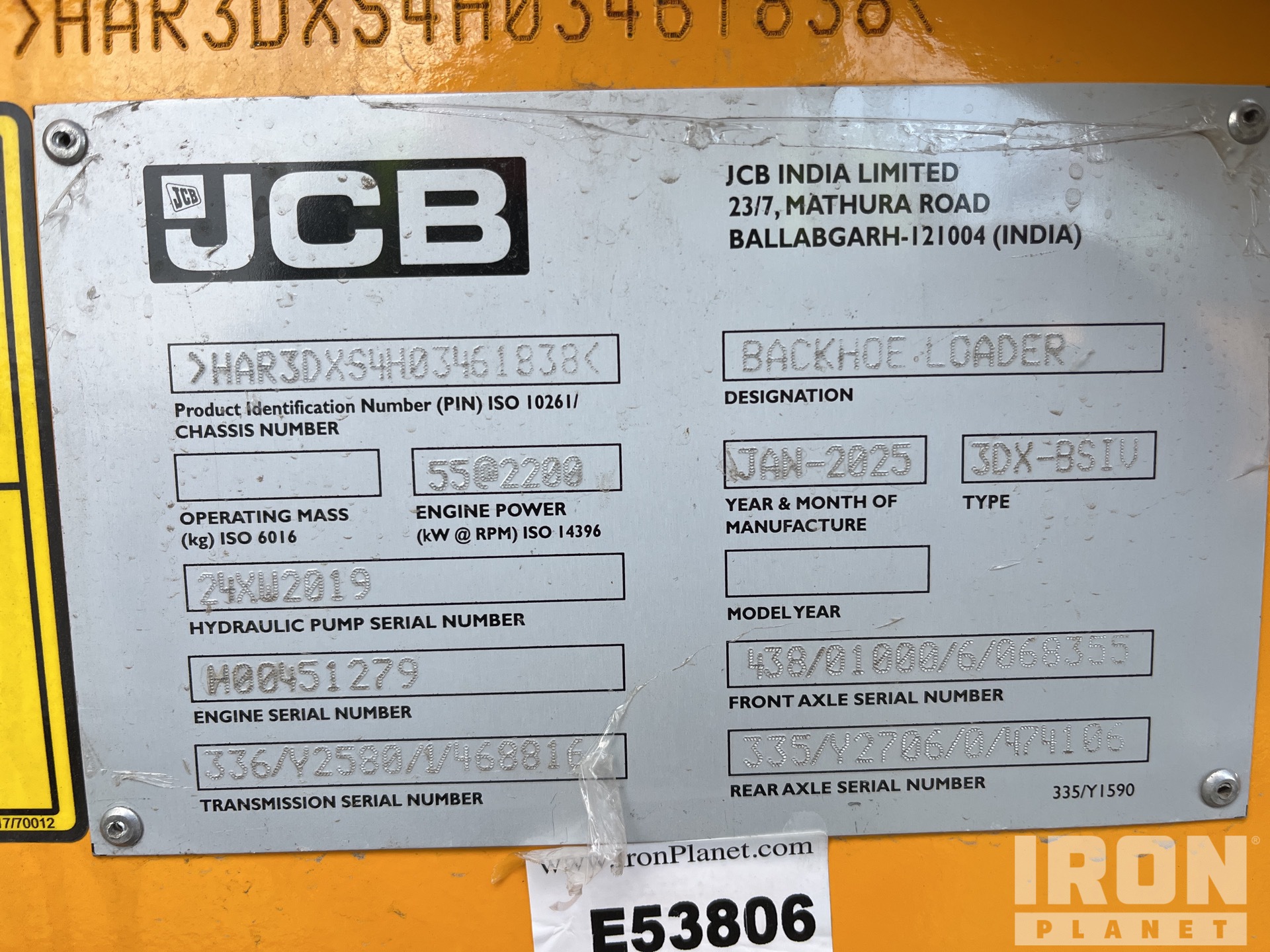 General Appearance with Serial Number / VIN