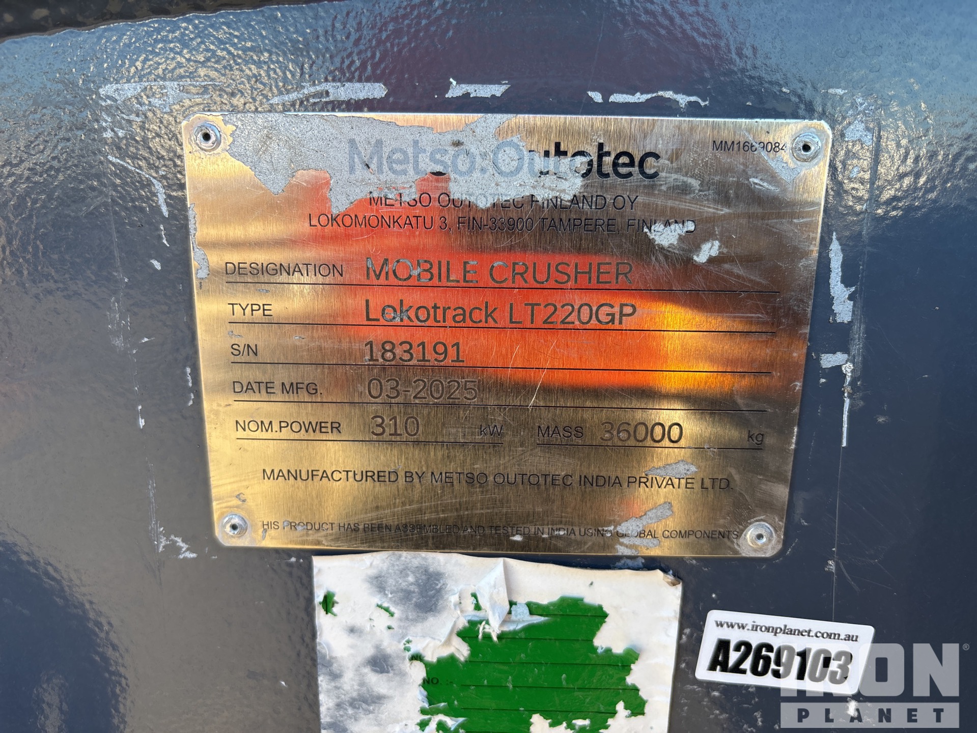 General Appearance with Serial Number / VIN