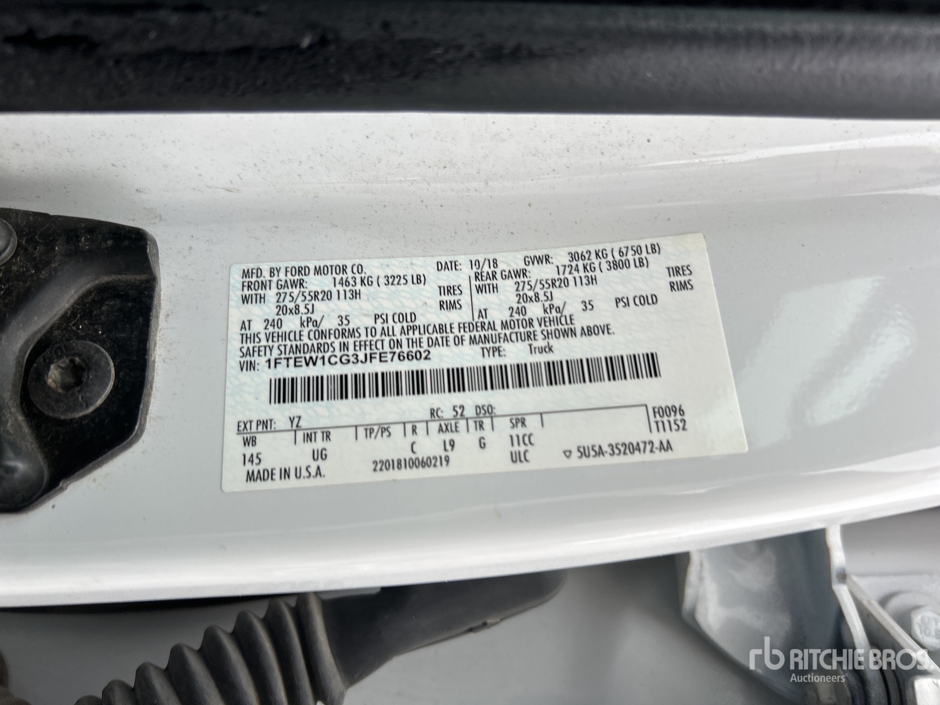 General Appearance with Serial Number / VIN