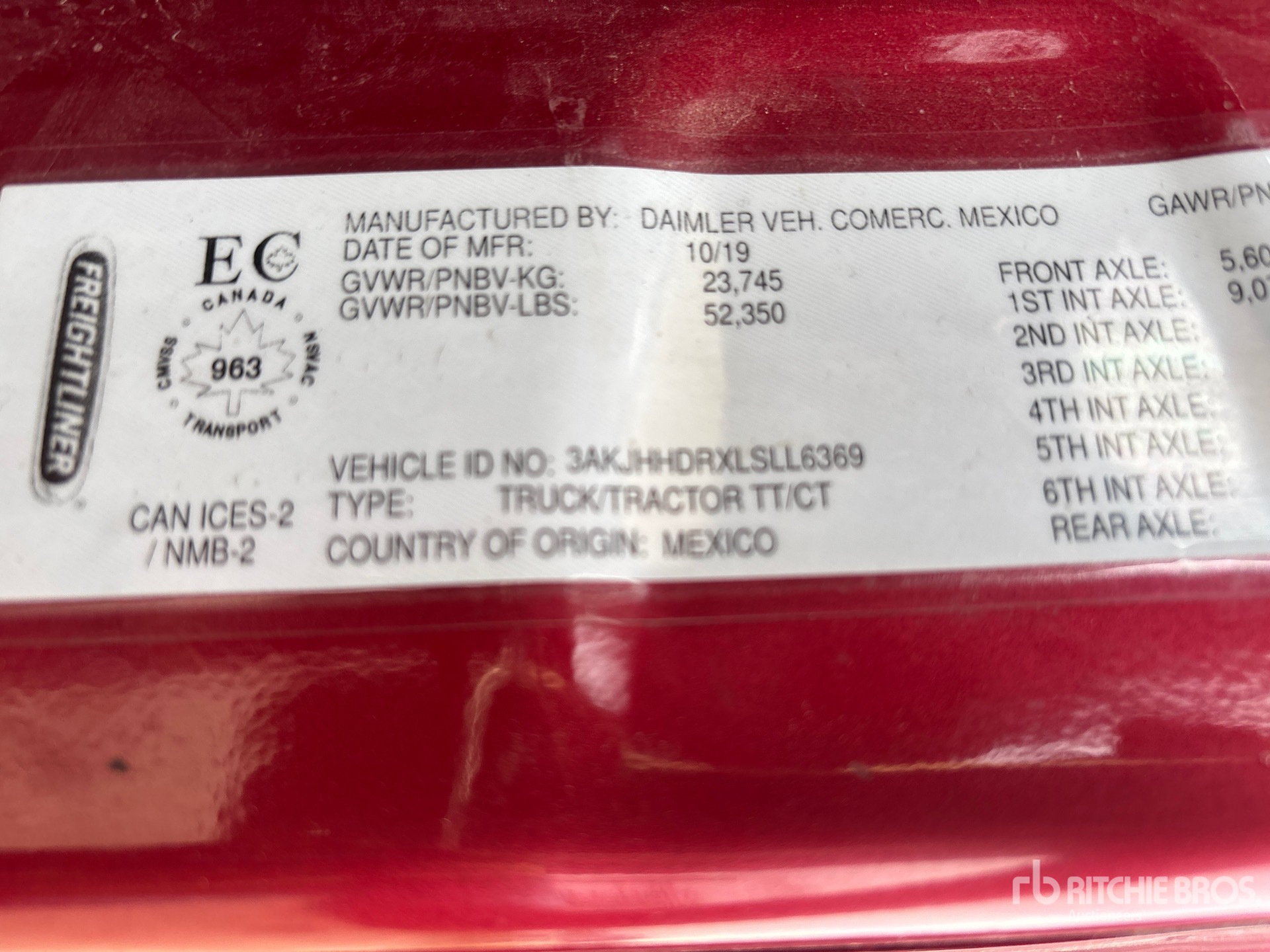 General Appearance with Serial Number / VIN