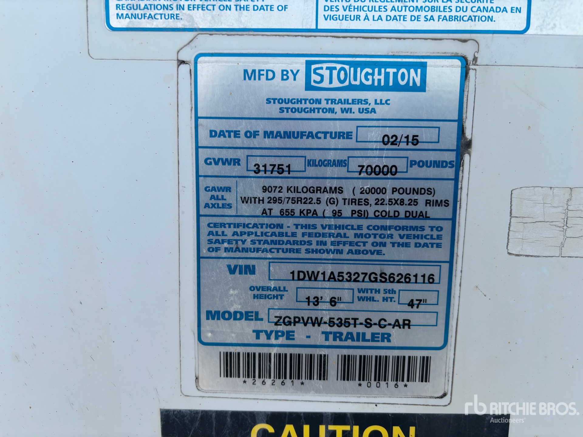 General Appearance with Serial Number / VIN