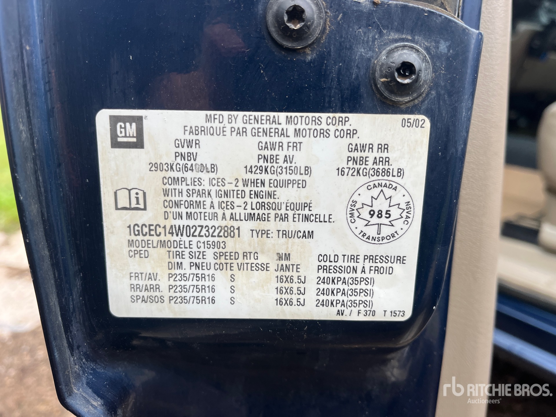 General Appearance with Serial Number / VIN